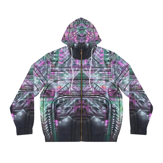 “Compute” - All Over Graphic Zip-Up Hoodie by Artist David Hilborn