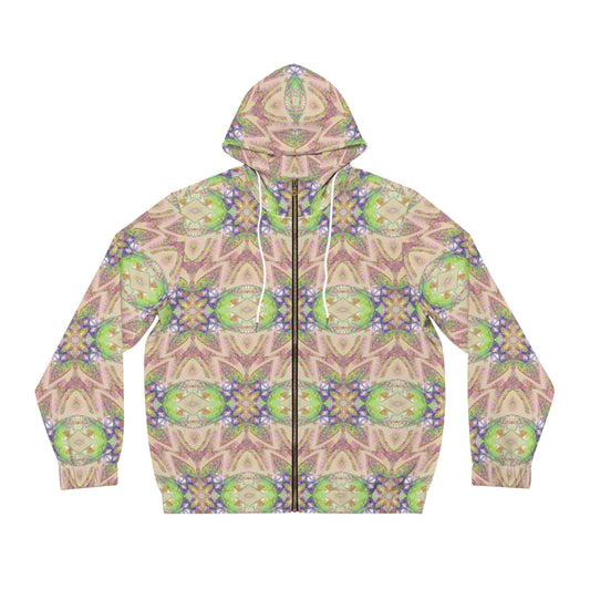 “Peacock Pride” - All Over Graphic Zip-Up Hoodie by Artist David Hilborn