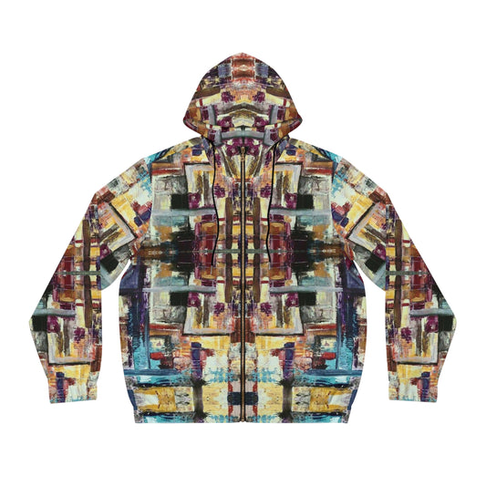 “Squishy Paradox” - All Over Graphic Zip-Up Hoodie by Artist David Hilborn