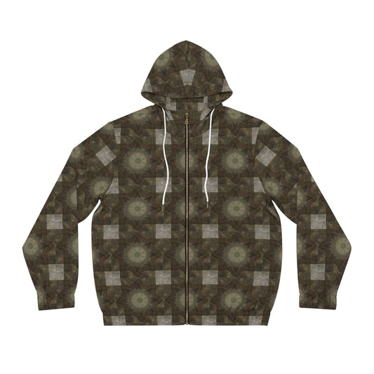 “Gears” - All Over Graphic Zip-Up Hoodie by Artist David Hilborn