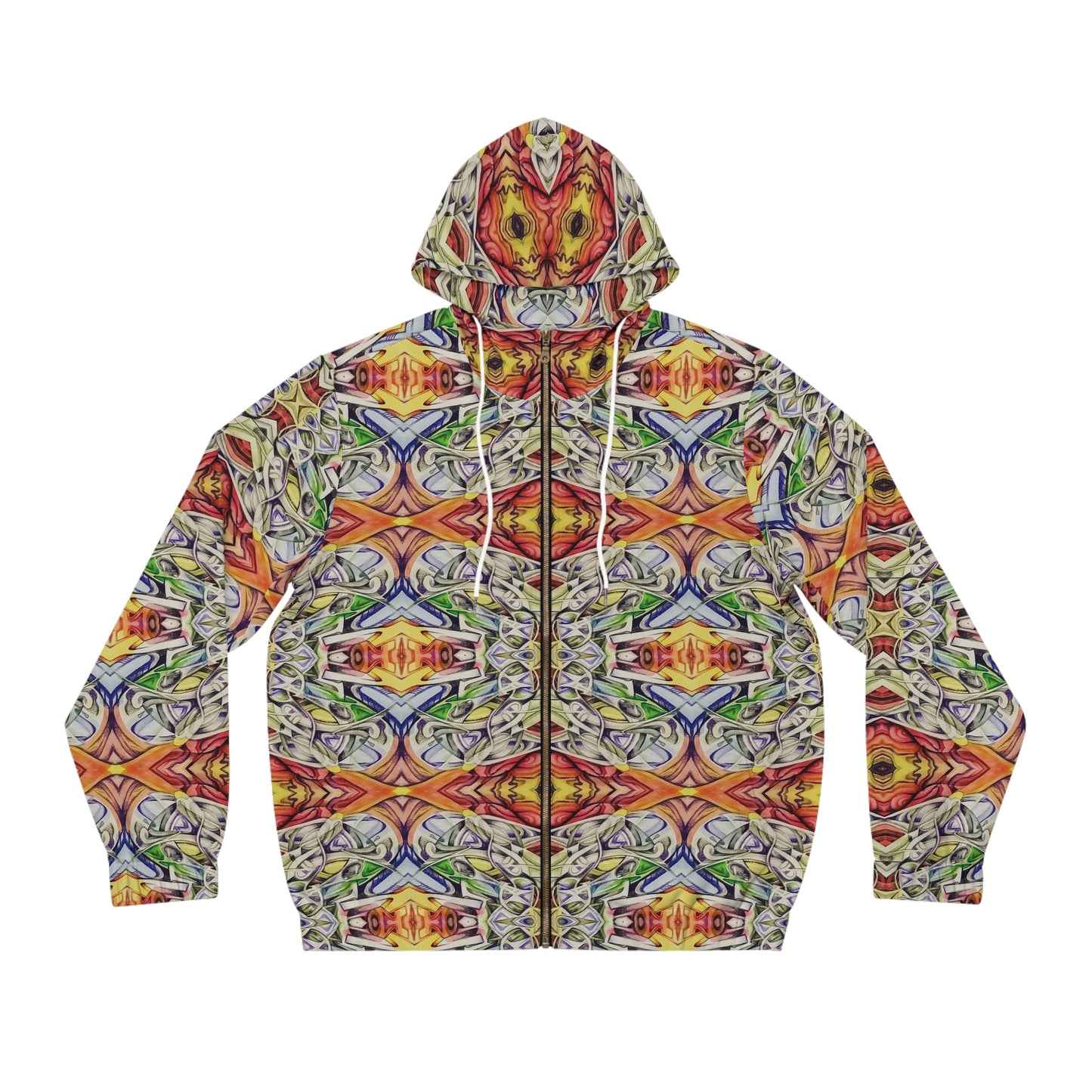 "Technicolor Lens Combined” - All Over Graphic Zip-Up Hoodie by Artist David Hilborn