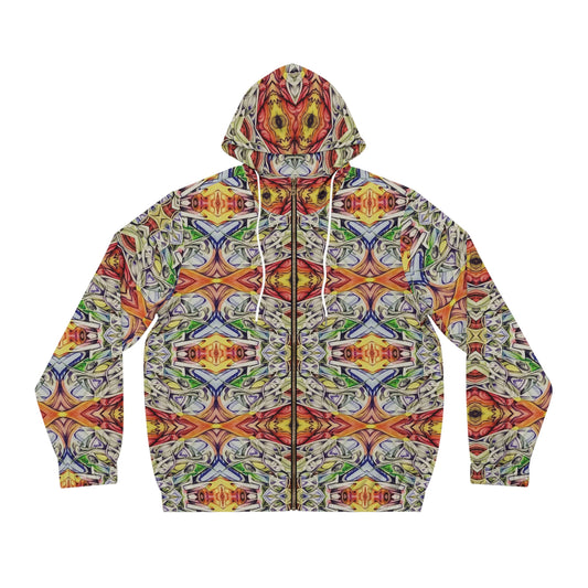 "Technicolor Lens Combined” - All Over Graphic Zip-Up Hoodie by Artist David Hilborn