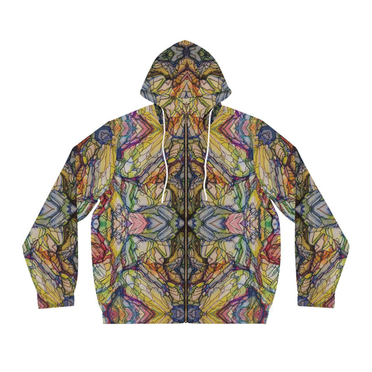 "Hexcell” - All Over Graphic Zip-Up Hoodie by Artist David Hilborn