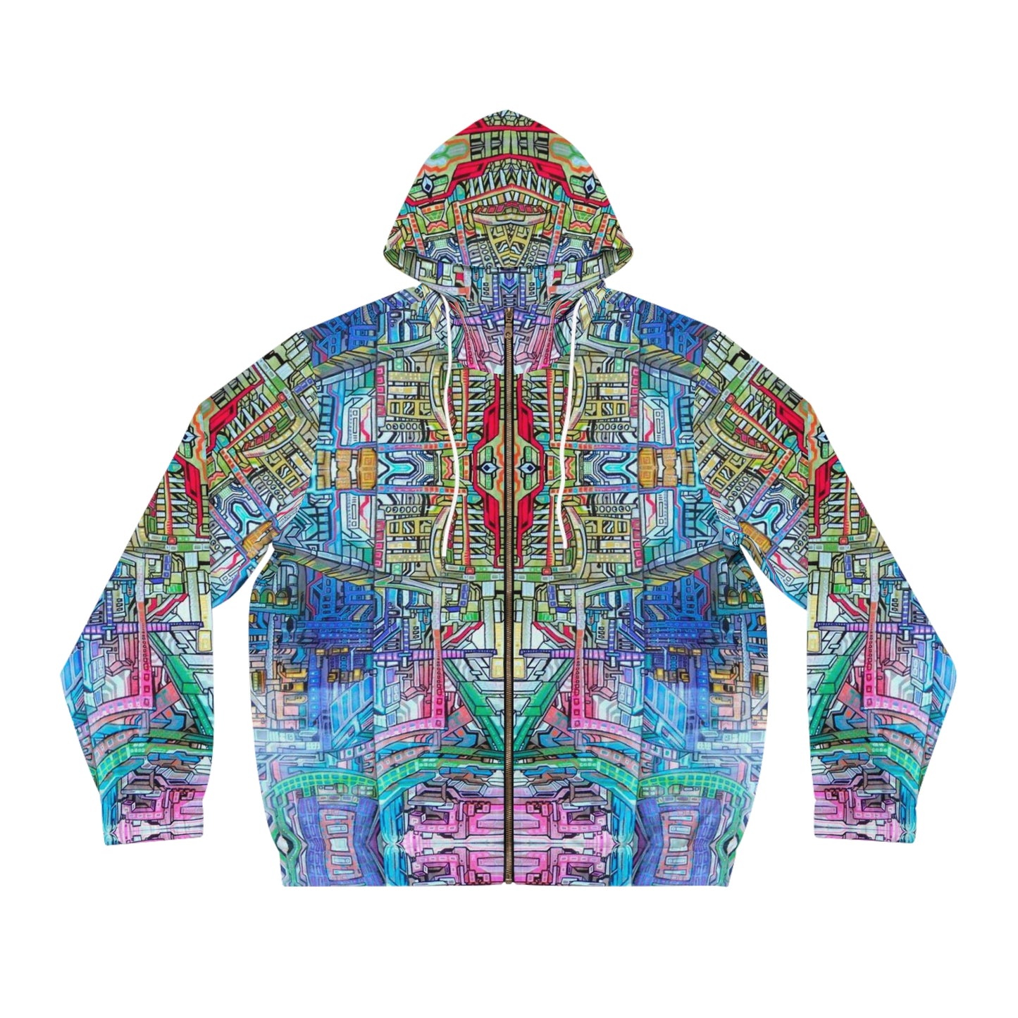 “Blockstrain” - All Over Graphic Zip-Up Hoodie by Artist David Hilborn