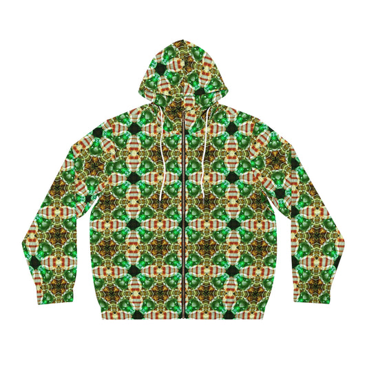 “Spearmint” - All Over Graphic Zip-Up Hoodie by Artist David Hilborn
