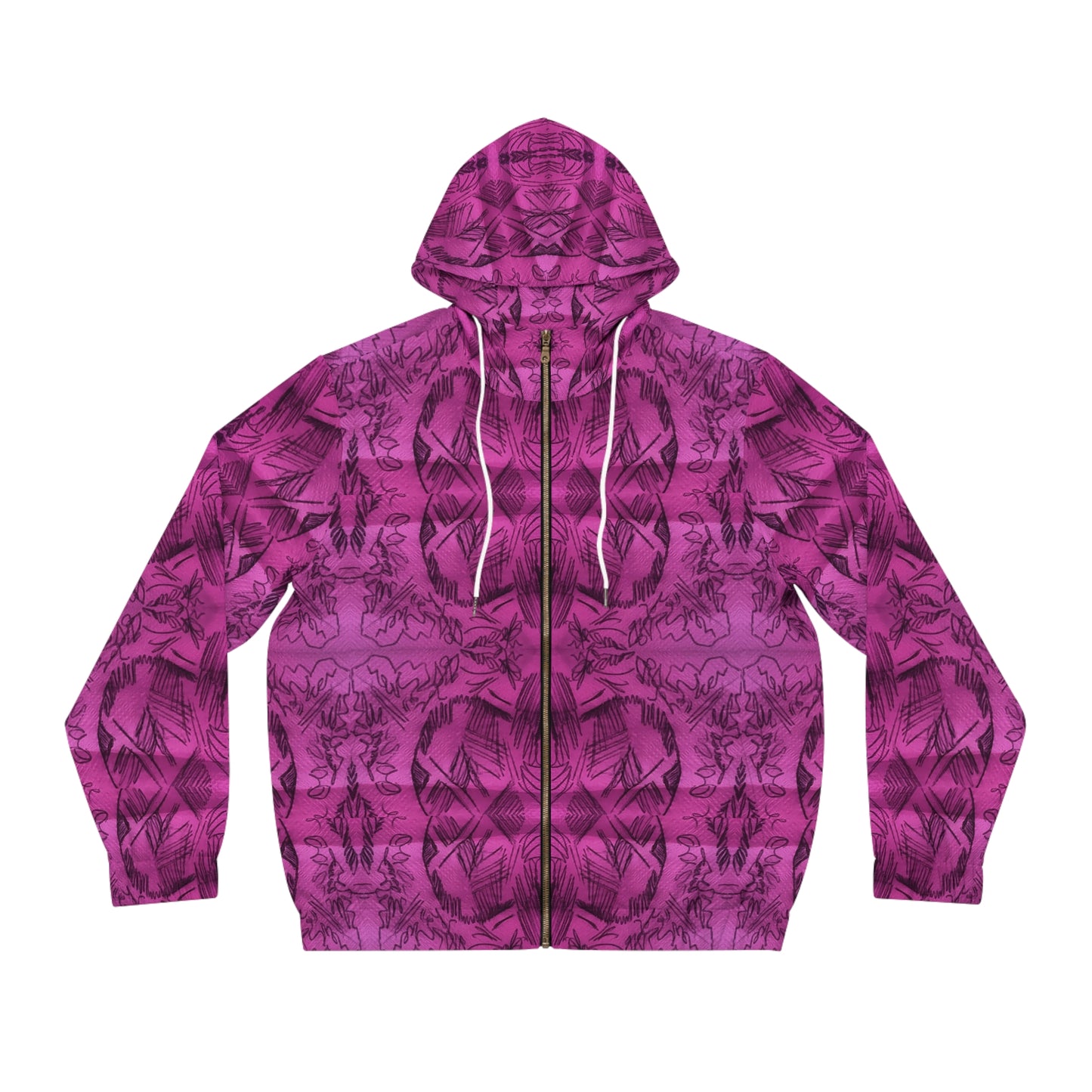 “Scritches” - All Over Graphic Zip-Up Hoodie by Artist David Hilborn