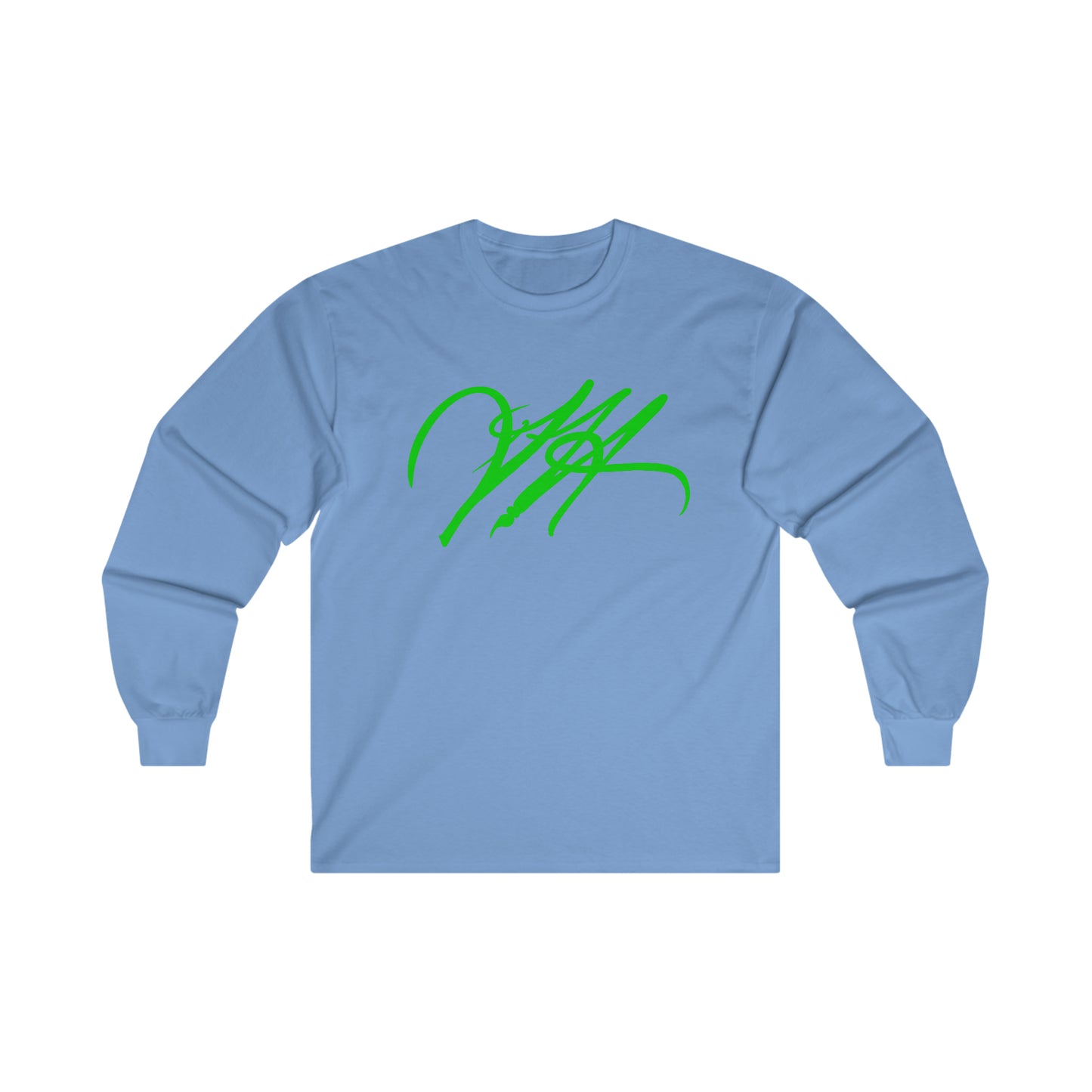 “Script Logo- Lime”-  Unisex Long Sleeve Graphic Shirt by Artist David Hilborn