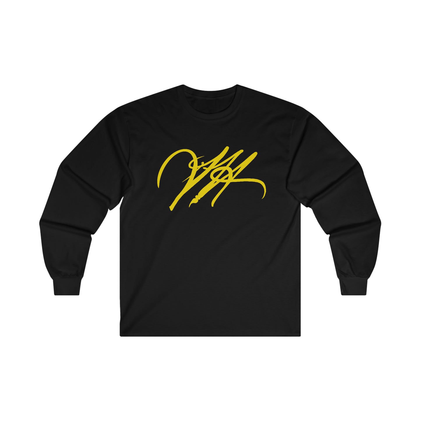 “Script Logo - Yellow”-  Unisex Long Sleeve Graphic Shirt by Artist David Hilborn