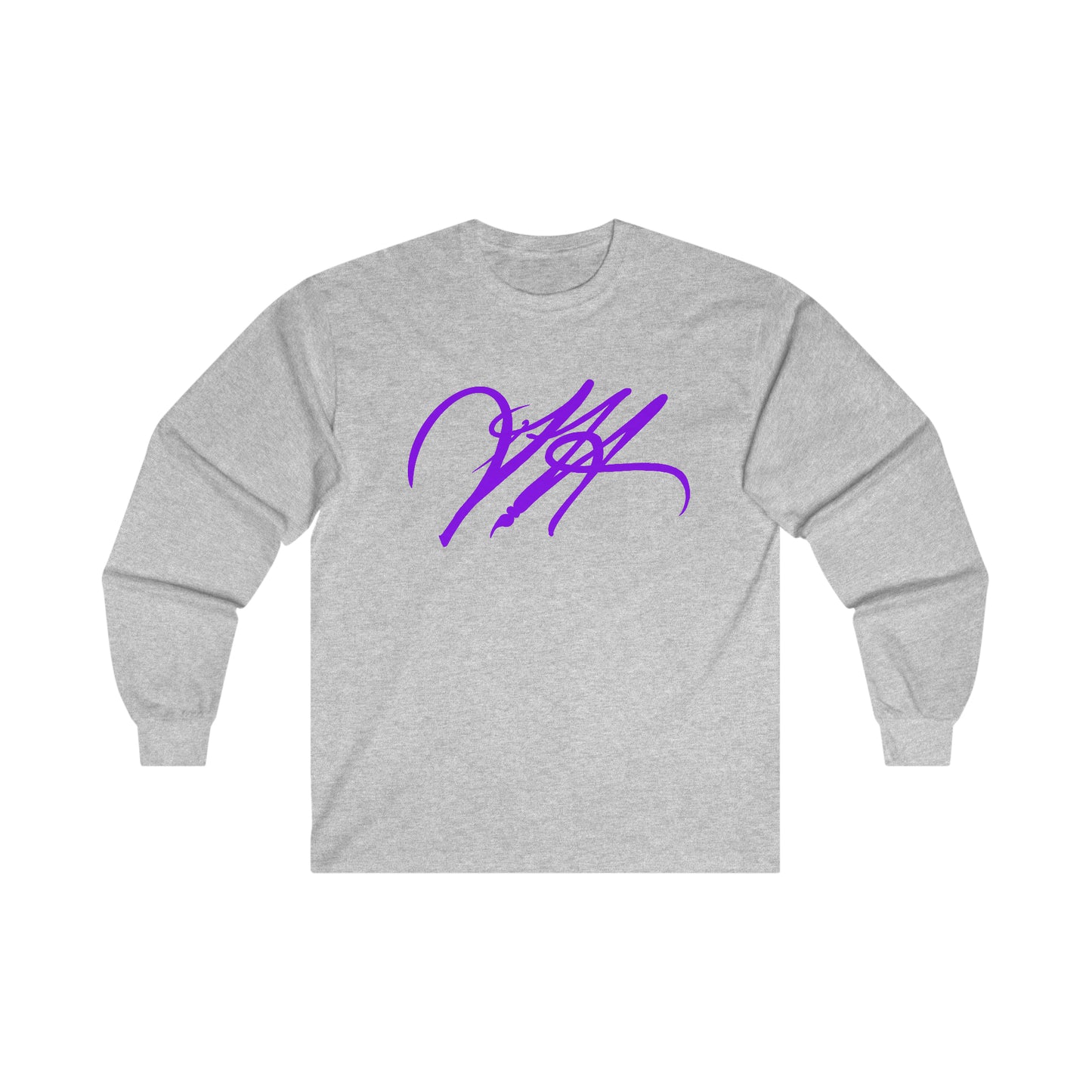 “Script Logo - Purple”-  Unisex Long Sleeve Graphic Shirt by Artist David Hilborn