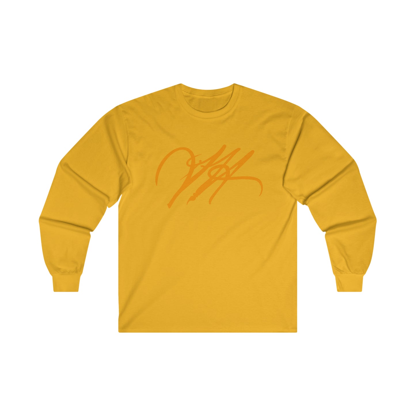 “Script Logo- Orange”-  Unisex Long Sleeve Graphic Shirt by Artist David Hilborn