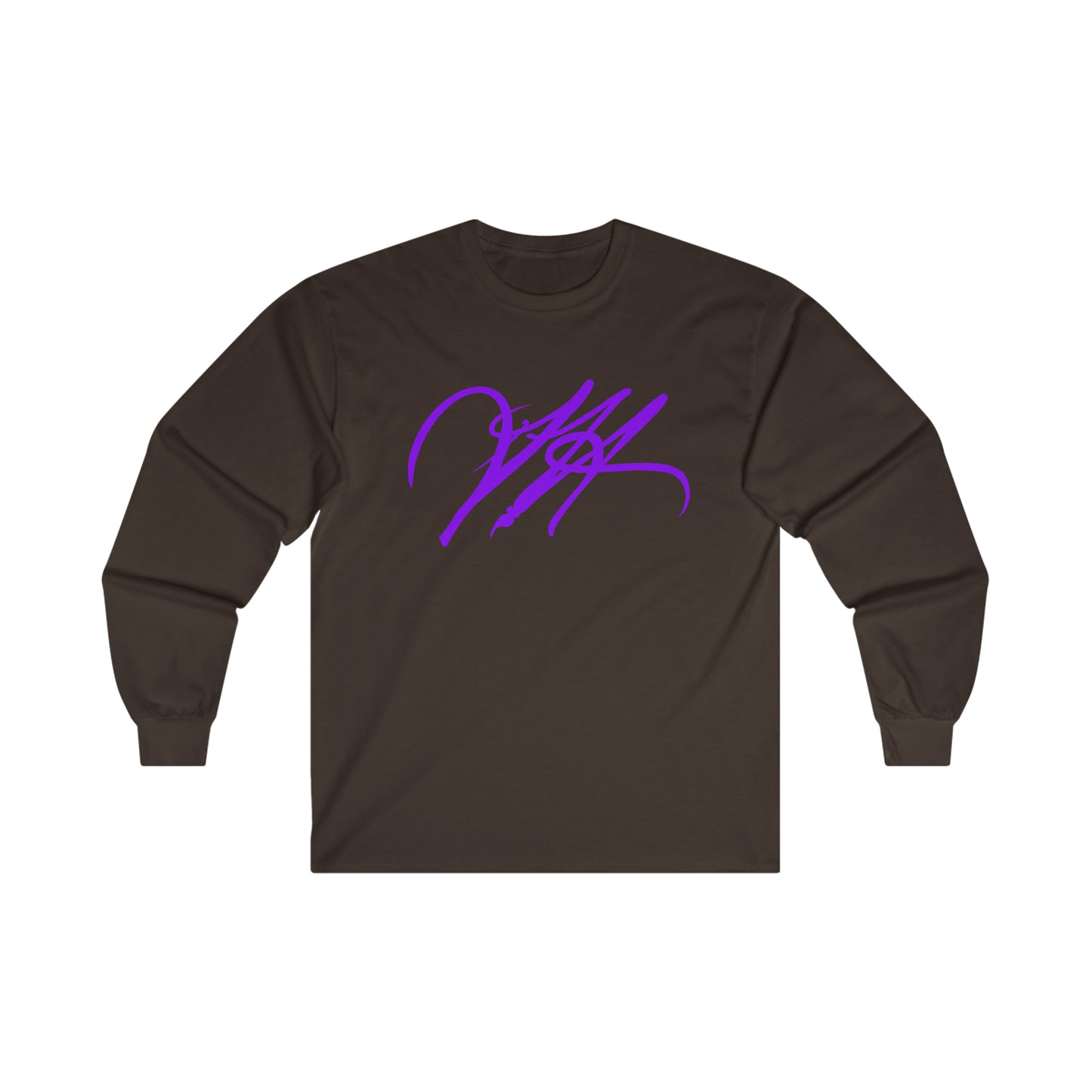 “Script Logo - Purple”-  Unisex Long Sleeve Graphic Shirt by Artist David Hilborn