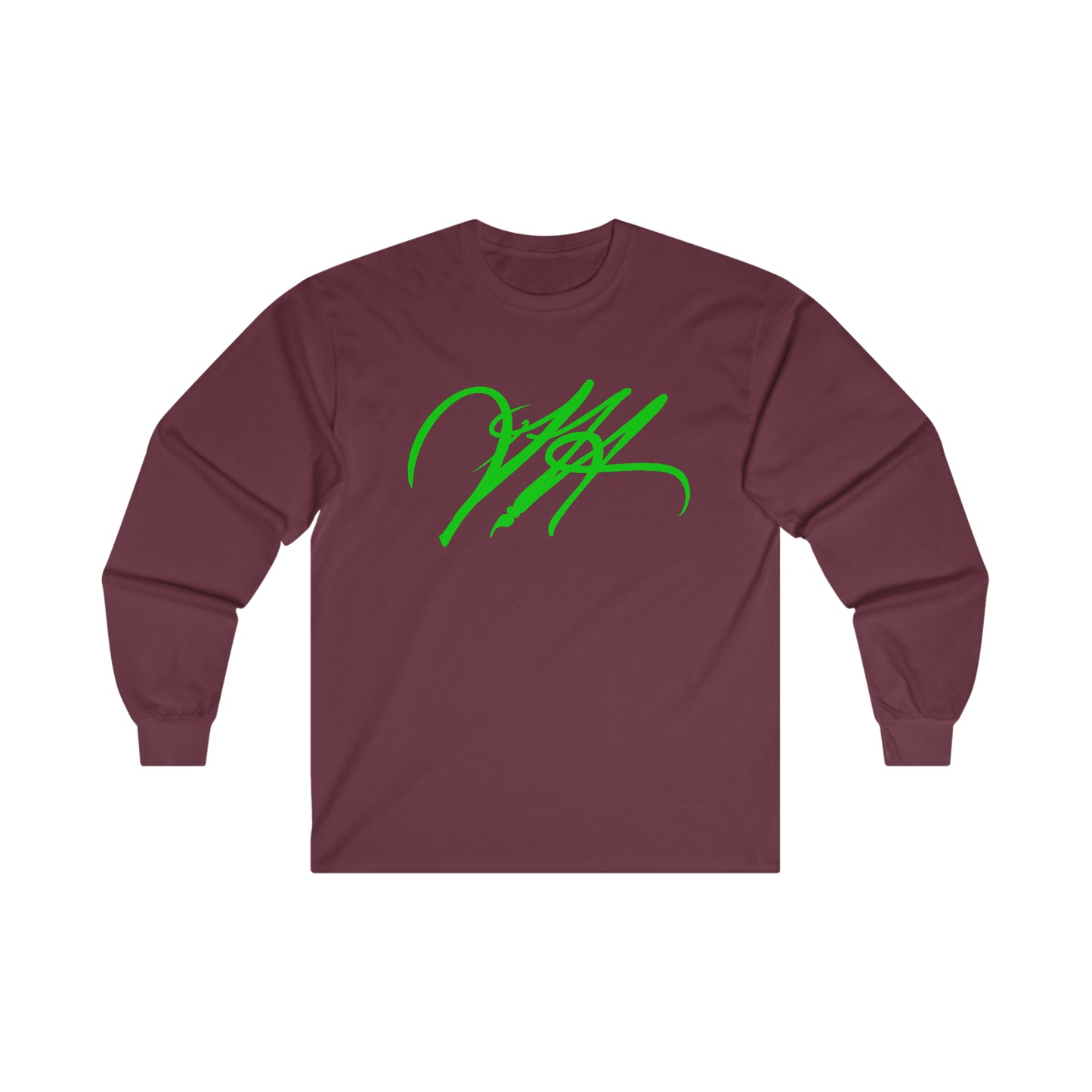 “Script Logo- Lime”-  Unisex Long Sleeve Graphic Shirt by Artist David Hilborn