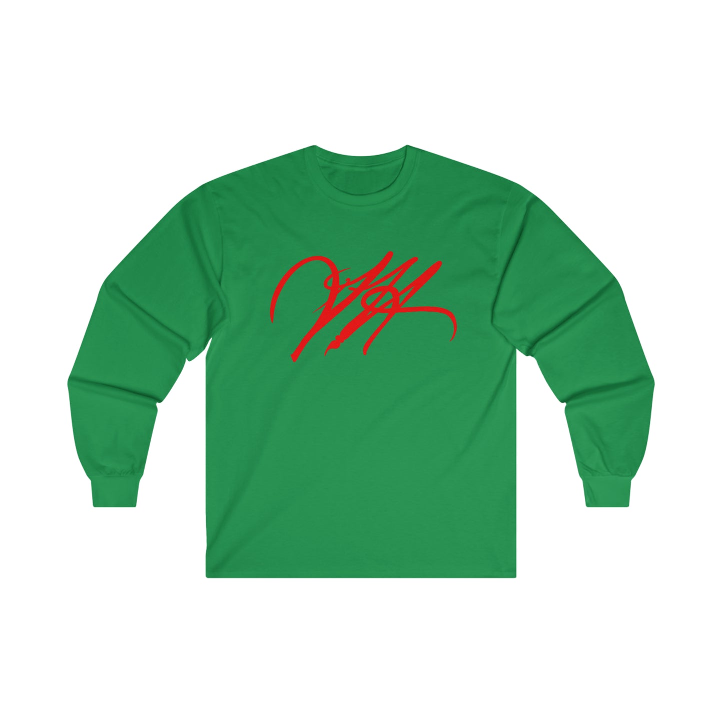 “Script Logo- Red”-  Unisex Long Sleeve Graphic Shirt by Artist David Hilborn