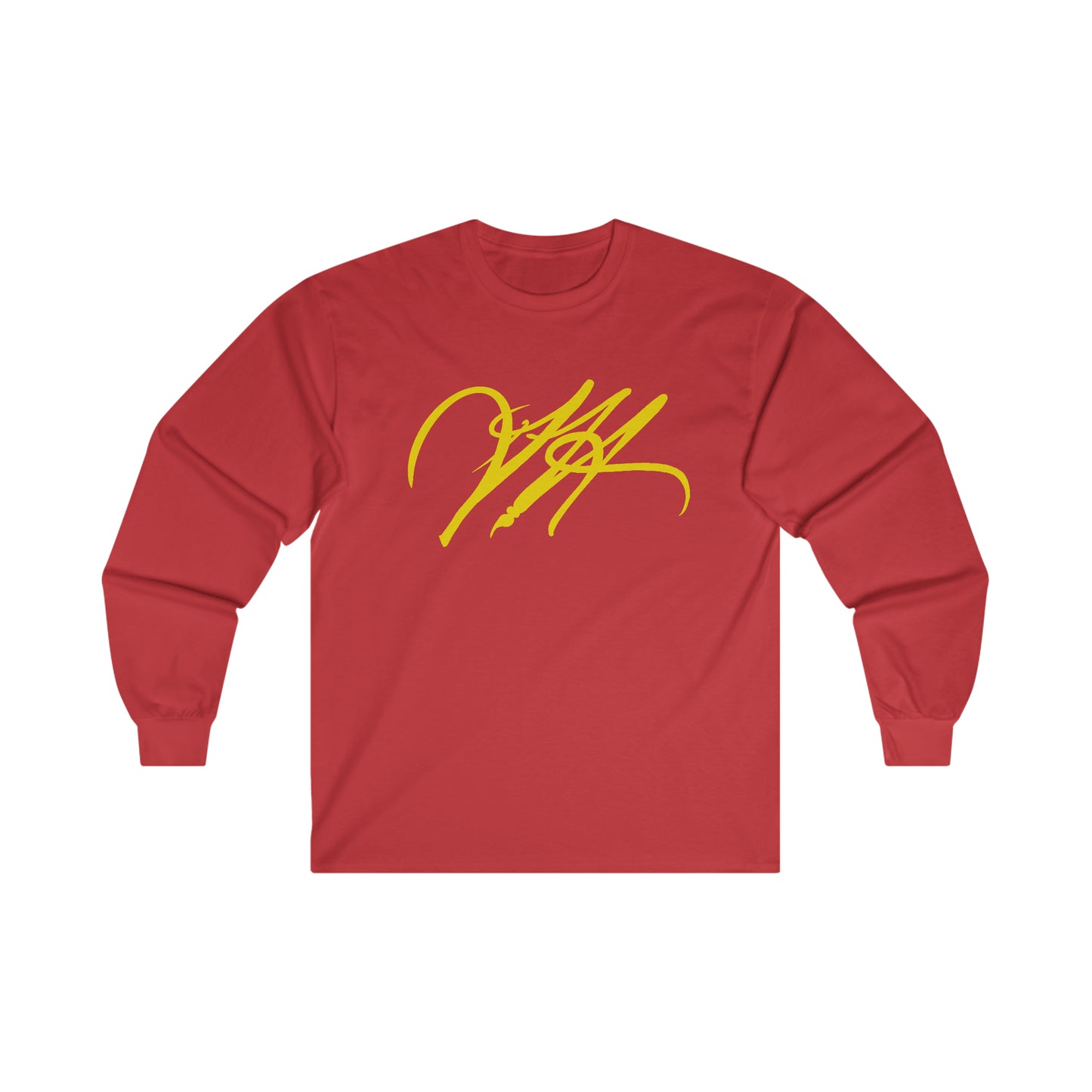 “Script Logo - Yellow”-  Unisex Long Sleeve Graphic Shirt by Artist David Hilborn