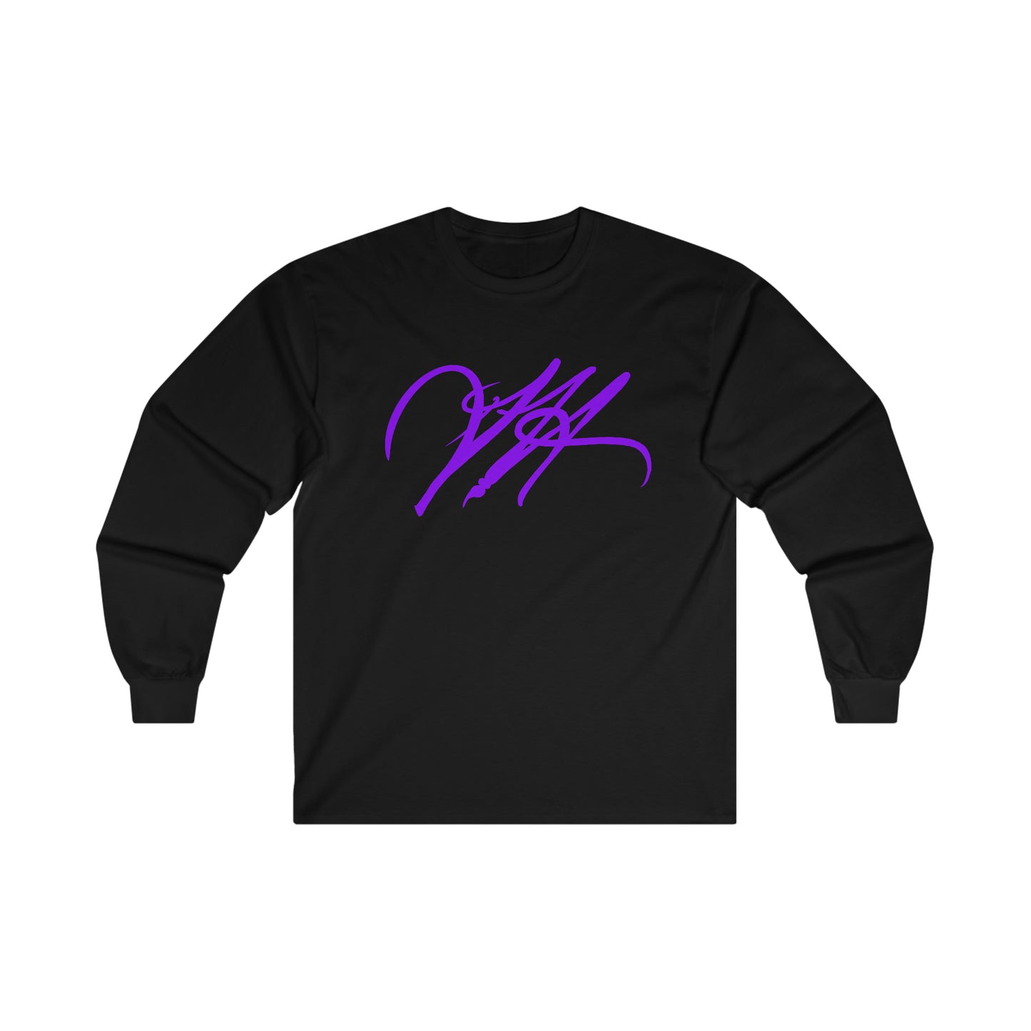 “Script Logo - Purple”-  Unisex Long Sleeve Graphic Shirt by Artist David Hilborn