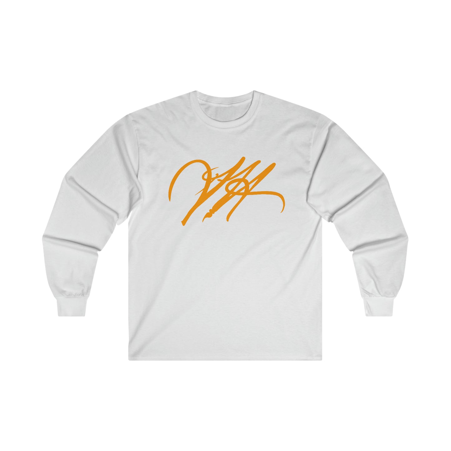 “Script Logo- Orange”-  Unisex Long Sleeve Graphic Shirt by Artist David Hilborn