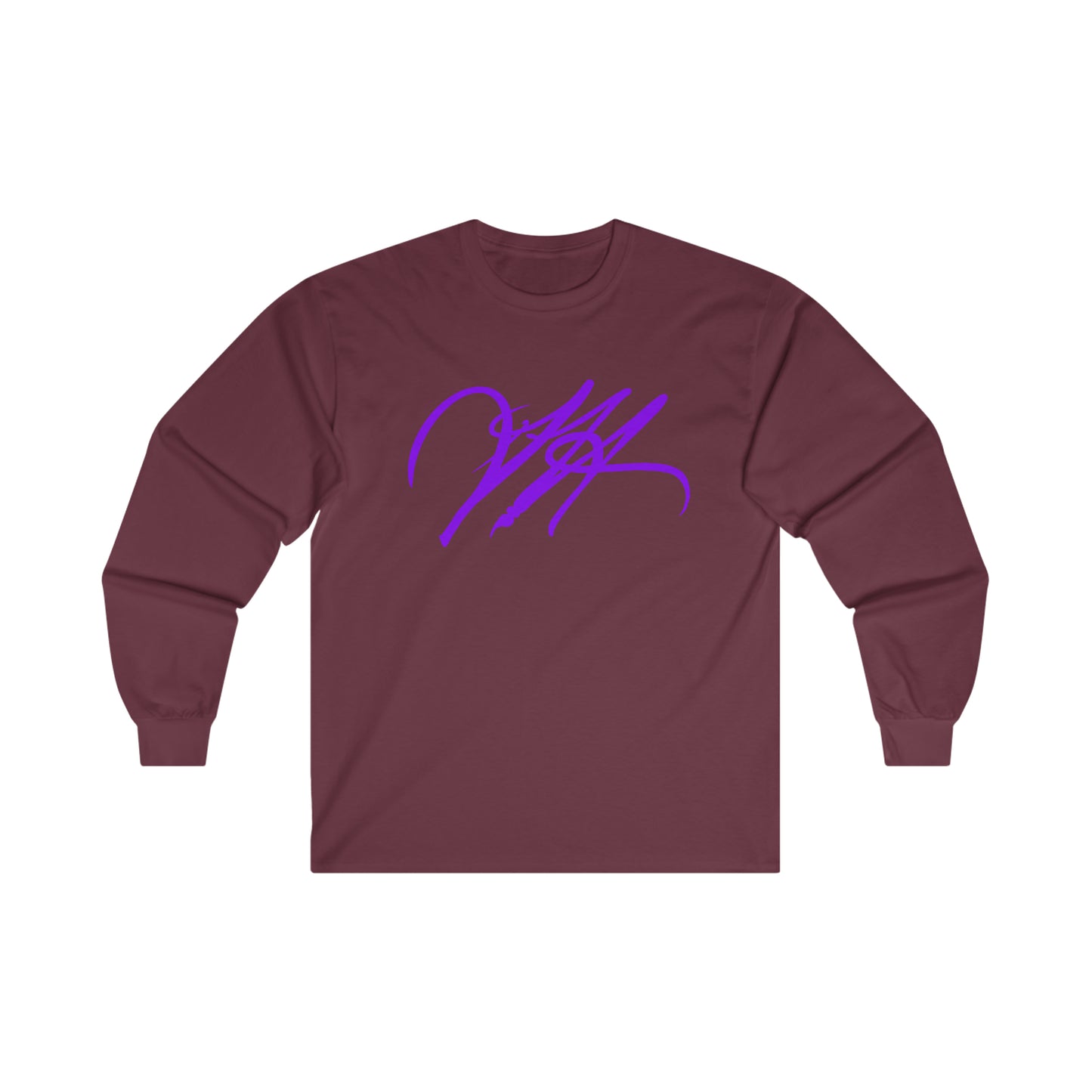 “Script Logo - Purple”-  Unisex Long Sleeve Graphic Shirt by Artist David Hilborn