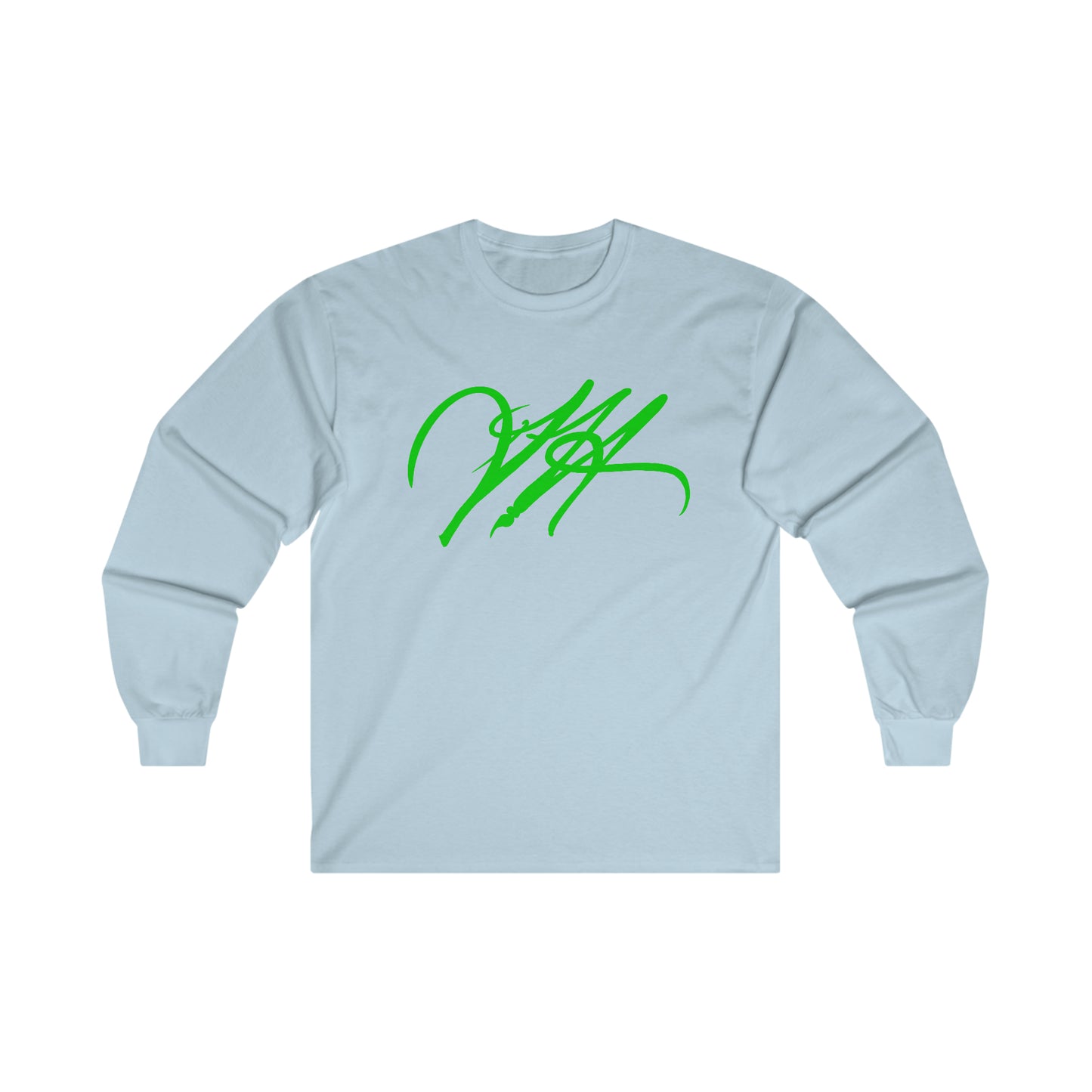 “Script Logo- Lime”-  Unisex Long Sleeve Graphic Shirt by Artist David Hilborn