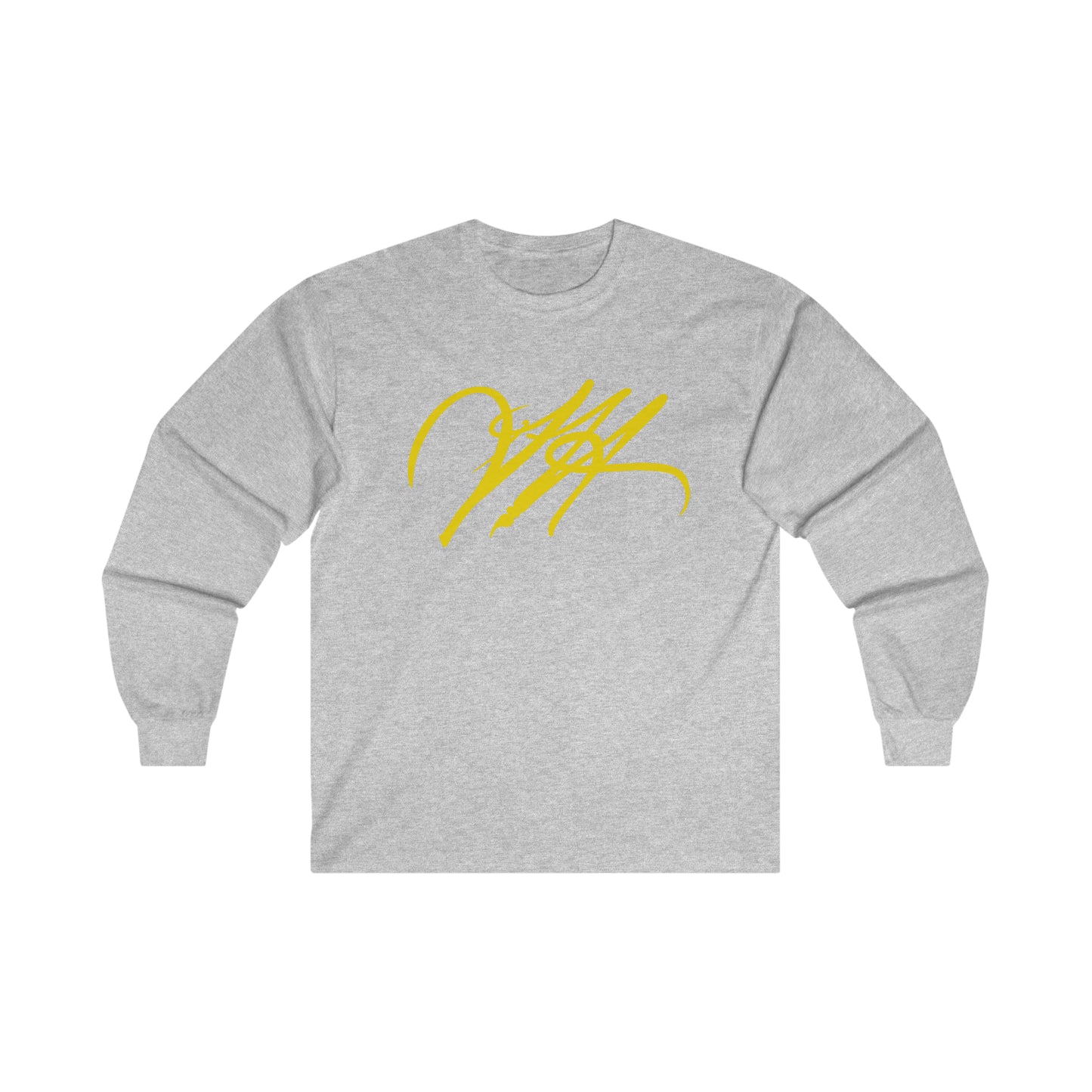 “Script Logo - Yellow”-  Unisex Long Sleeve Graphic Shirt by Artist David Hilborn