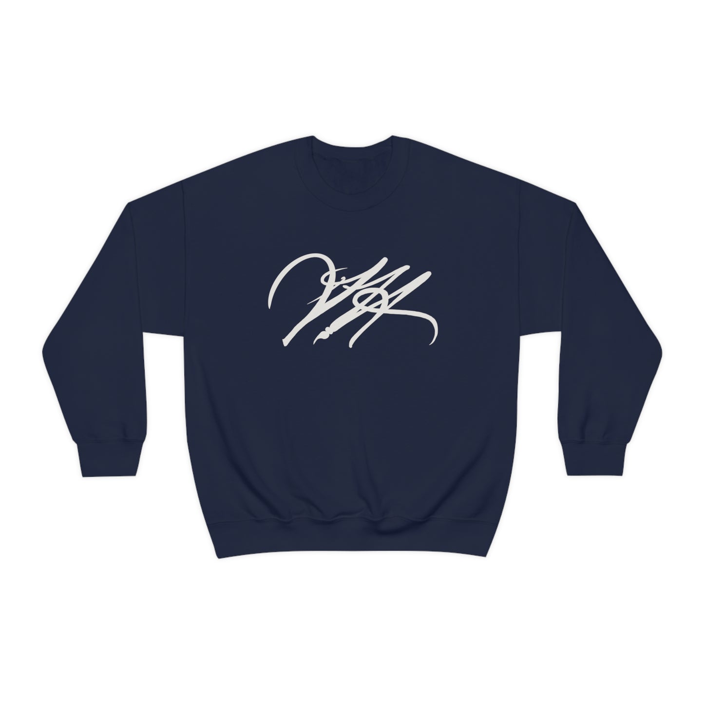 “Script Logo - White” - Graphic Crewneck Sweatshirt by Artist David Hilborn