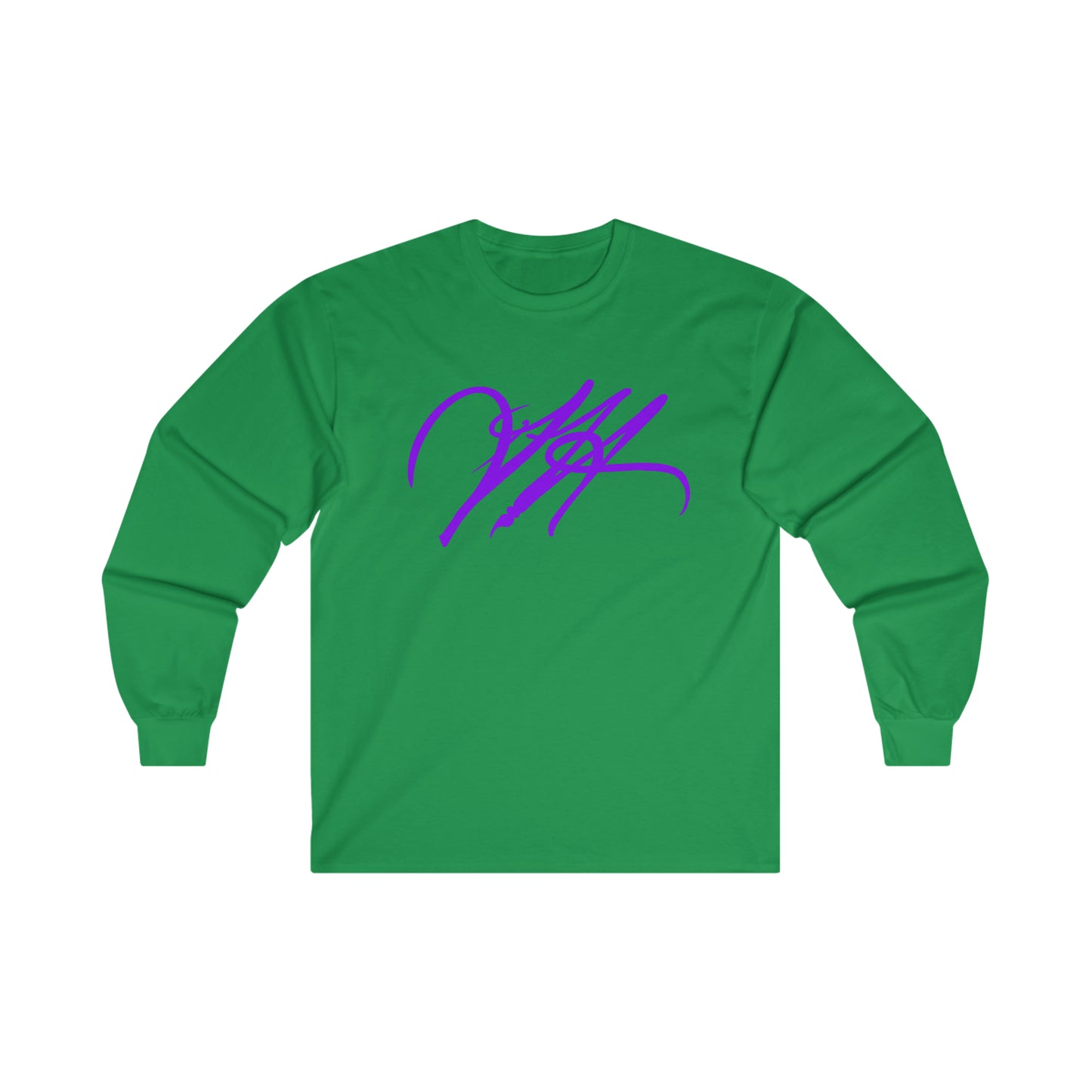 “Script Logo - Purple”-  Unisex Long Sleeve Graphic Shirt by Artist David Hilborn