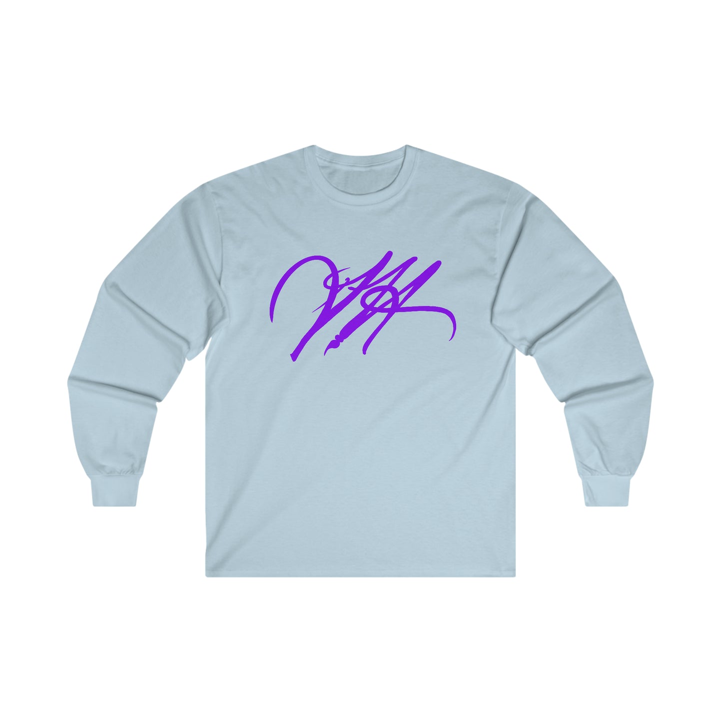 “Script Logo - Purple”-  Unisex Long Sleeve Graphic Shirt by Artist David Hilborn