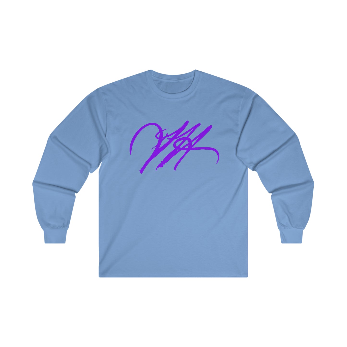 “Script Logo - Purple”-  Unisex Long Sleeve Graphic Shirt by Artist David Hilborn