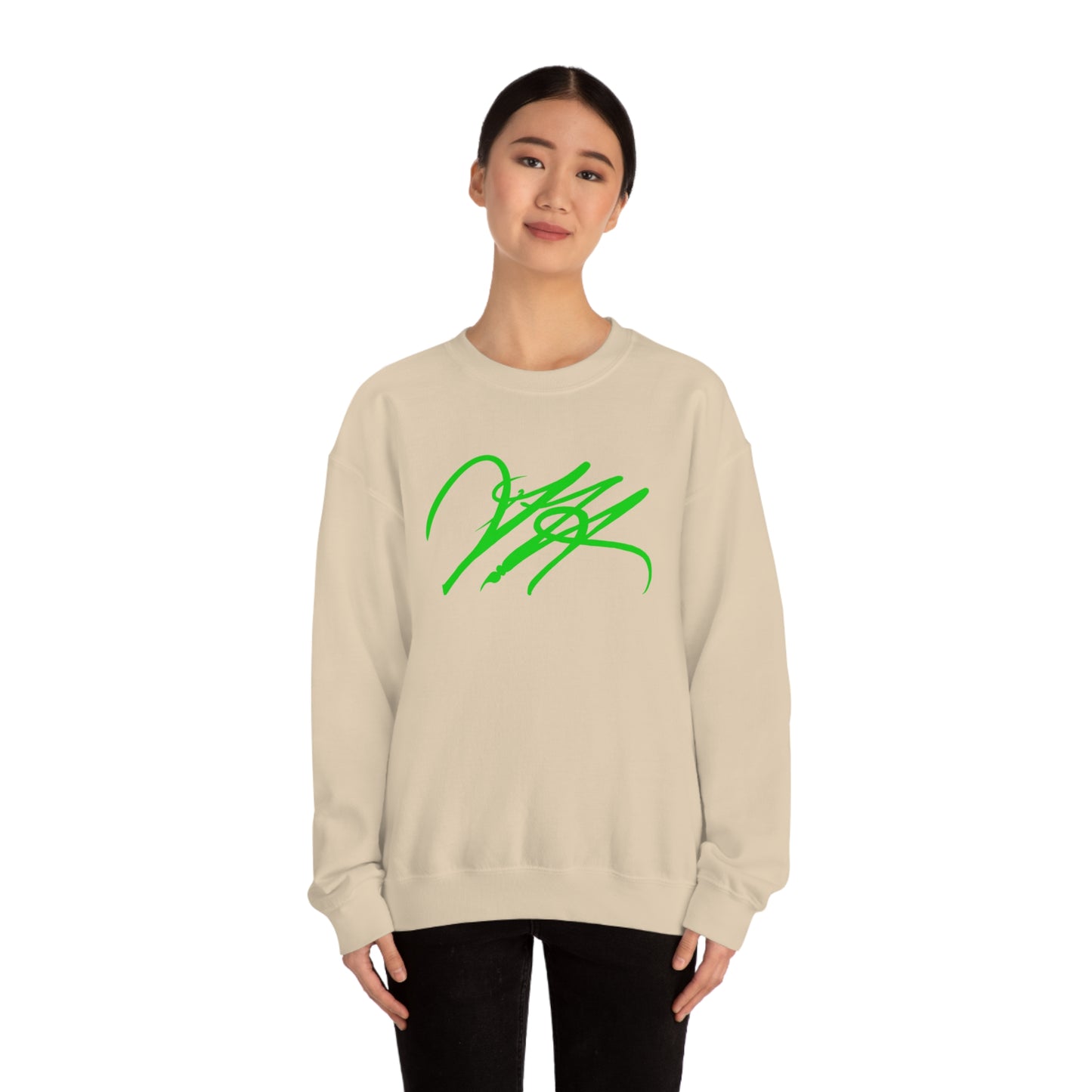 “Script Logo - Lime” - Graphic Crewneck Sweatshirt by Artist David Hilborn