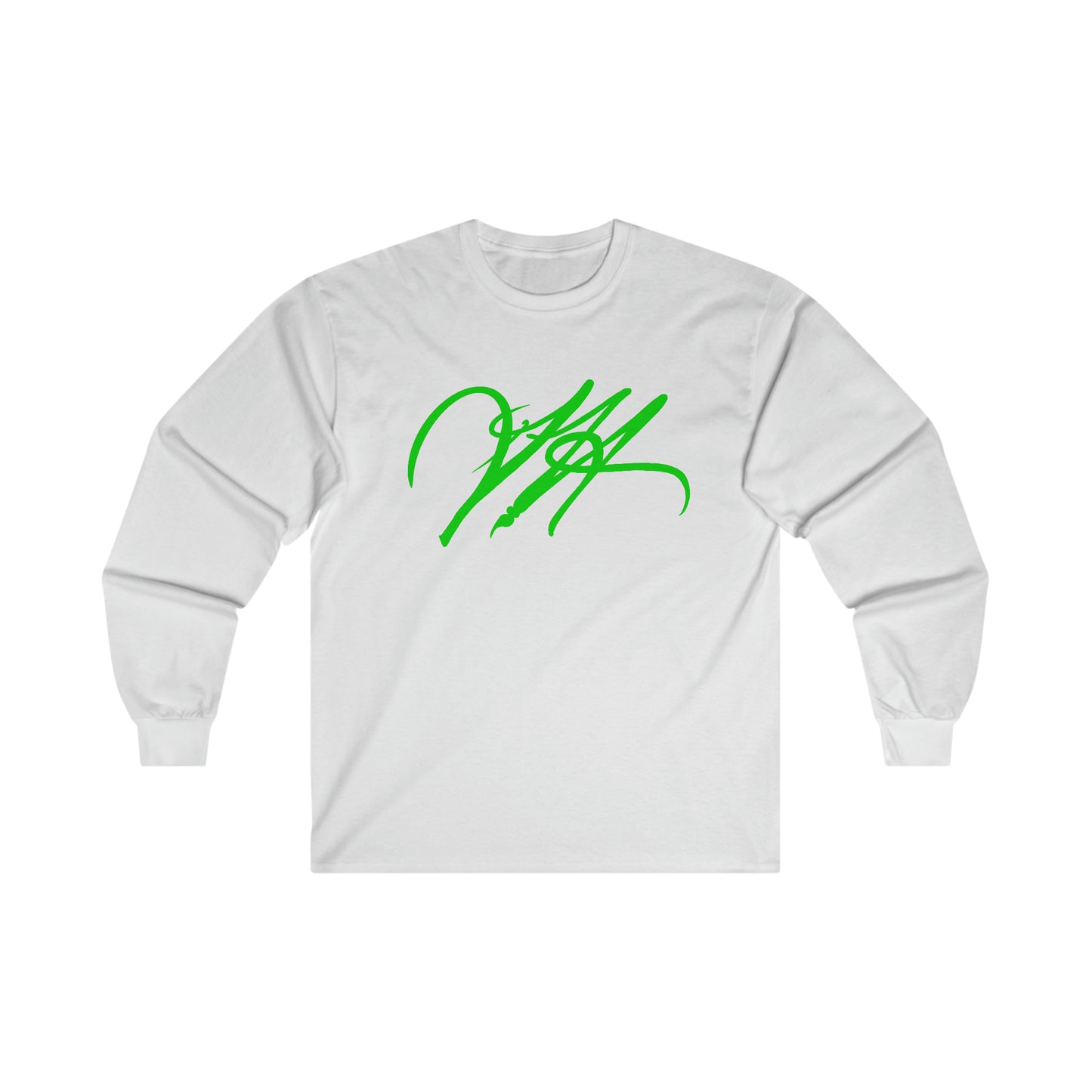 “Script Logo- Lime”-  Unisex Long Sleeve Graphic Shirt by Artist David Hilborn