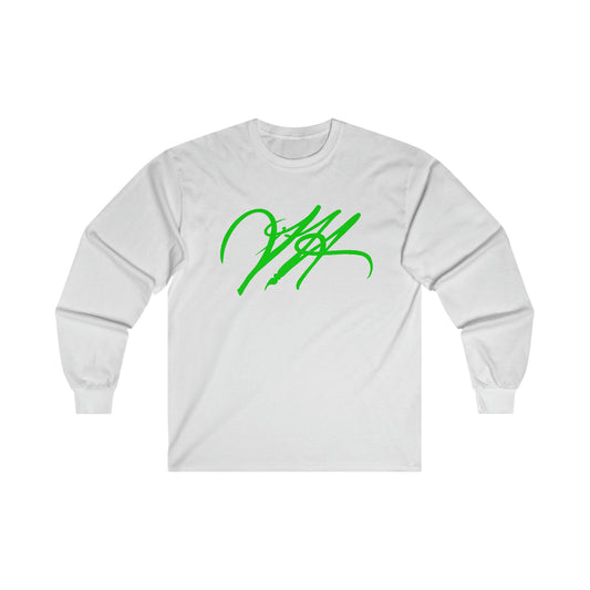 “Script Logo- Lime”-  Unisex Long Sleeve Graphic Shirt by Artist David Hilborn