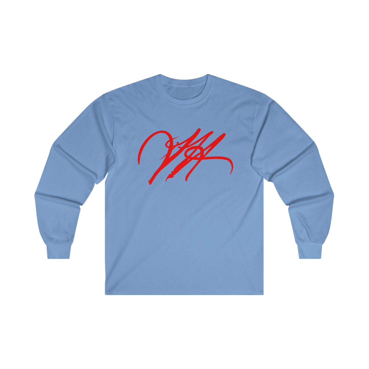 “Script Logo- Red”-  Unisex Long Sleeve Graphic Shirt by Artist David Hilborn