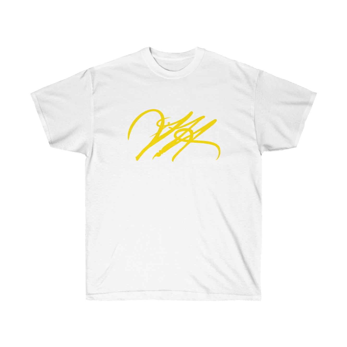 “Script Logo - Yellow” - Unisex Ultra Cotton Tee by Artist David Hilborn