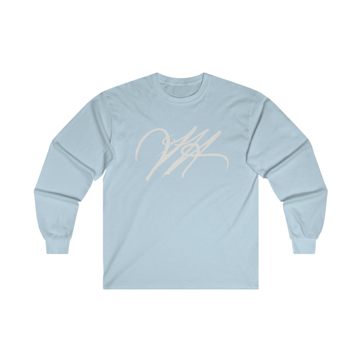 “Script Logo - White”-  Unisex Long Sleeve Graphic Shirt by Artist David Hilborn