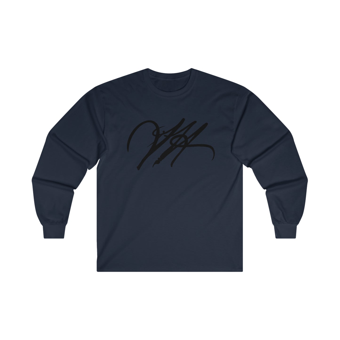 “Script Logo - Black”-  Unisex Long Sleeve Graphic Shirt by Artist David Hilborn