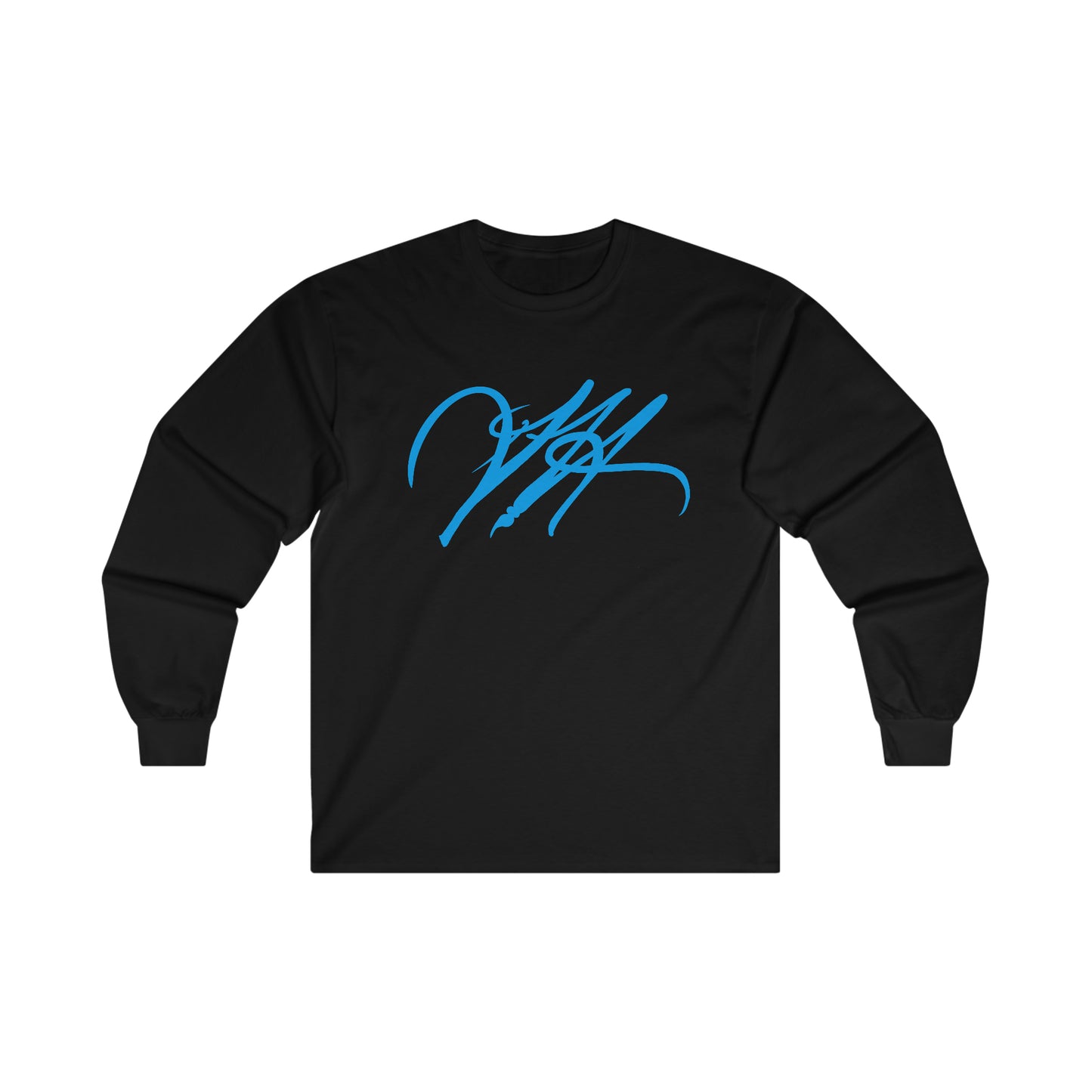 “Script Logo - Electric Blue”-  Unisex Long Sleeve Graphic Shirt by Artist David Hilborn