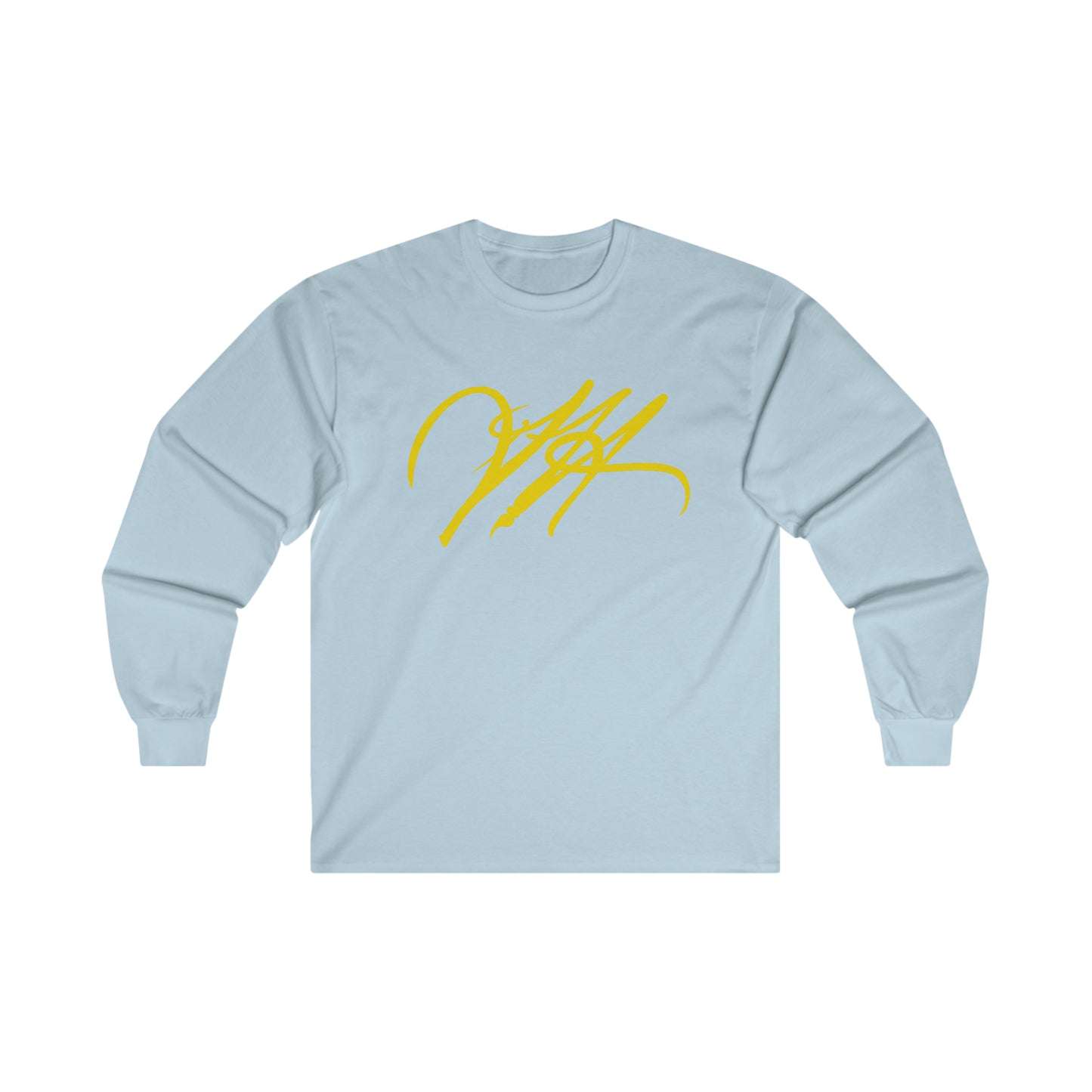 “Script Logo - Yellow”-  Unisex Long Sleeve Graphic Shirt by Artist David Hilborn