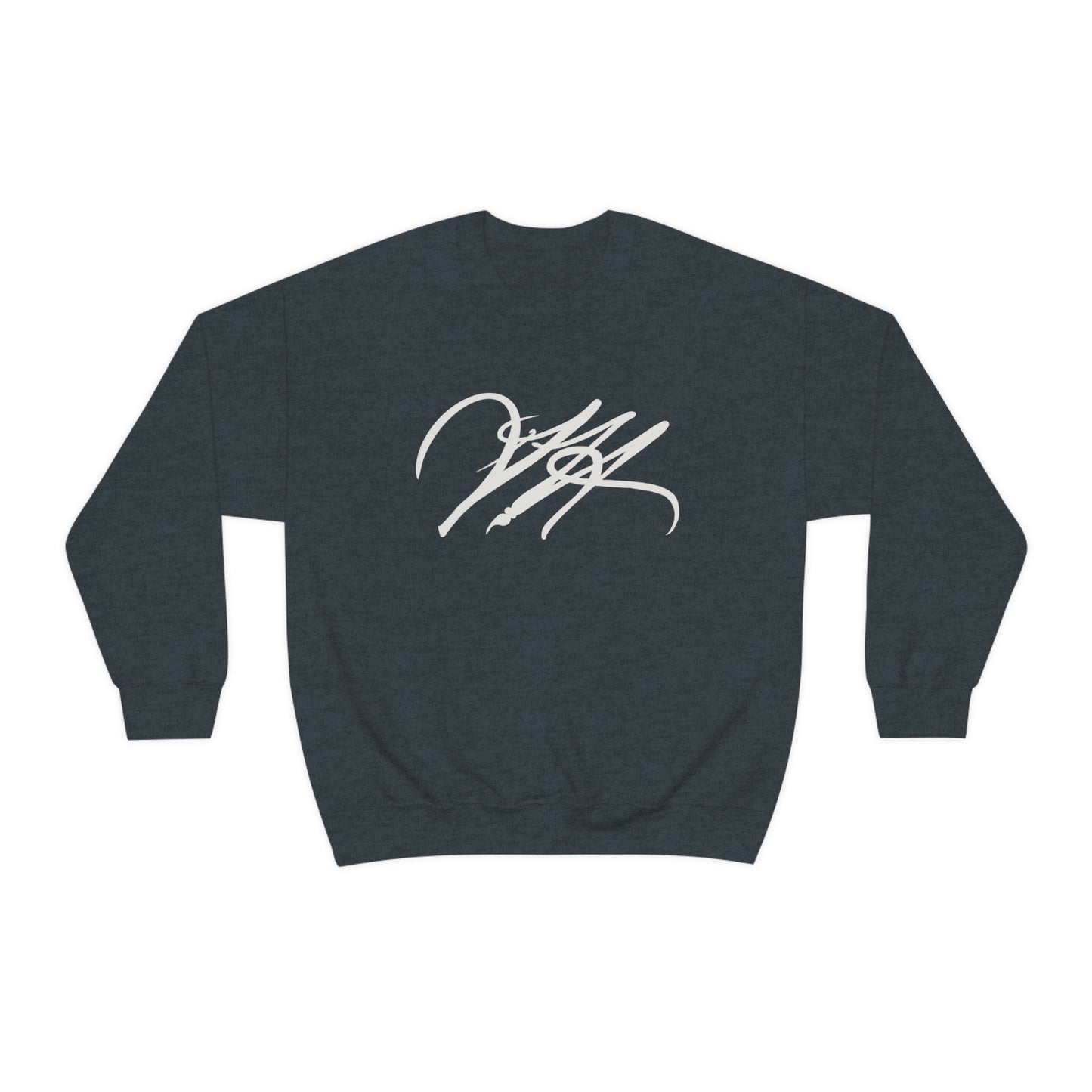 “Script Logo - White” - Graphic Crewneck Sweatshirt by Artist David Hilborn