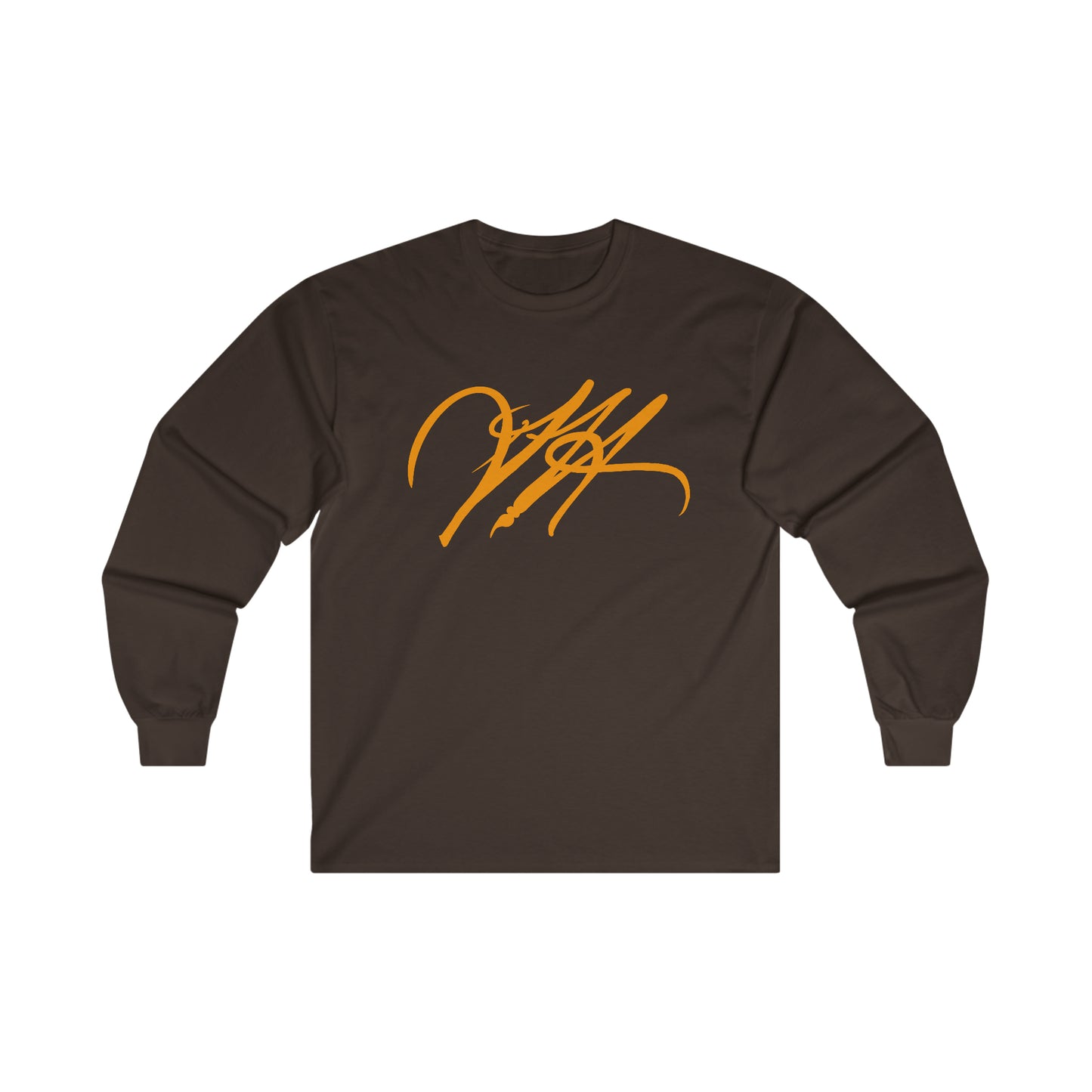 “Script Logo- Orange”-  Unisex Long Sleeve Graphic Shirt by Artist David Hilborn