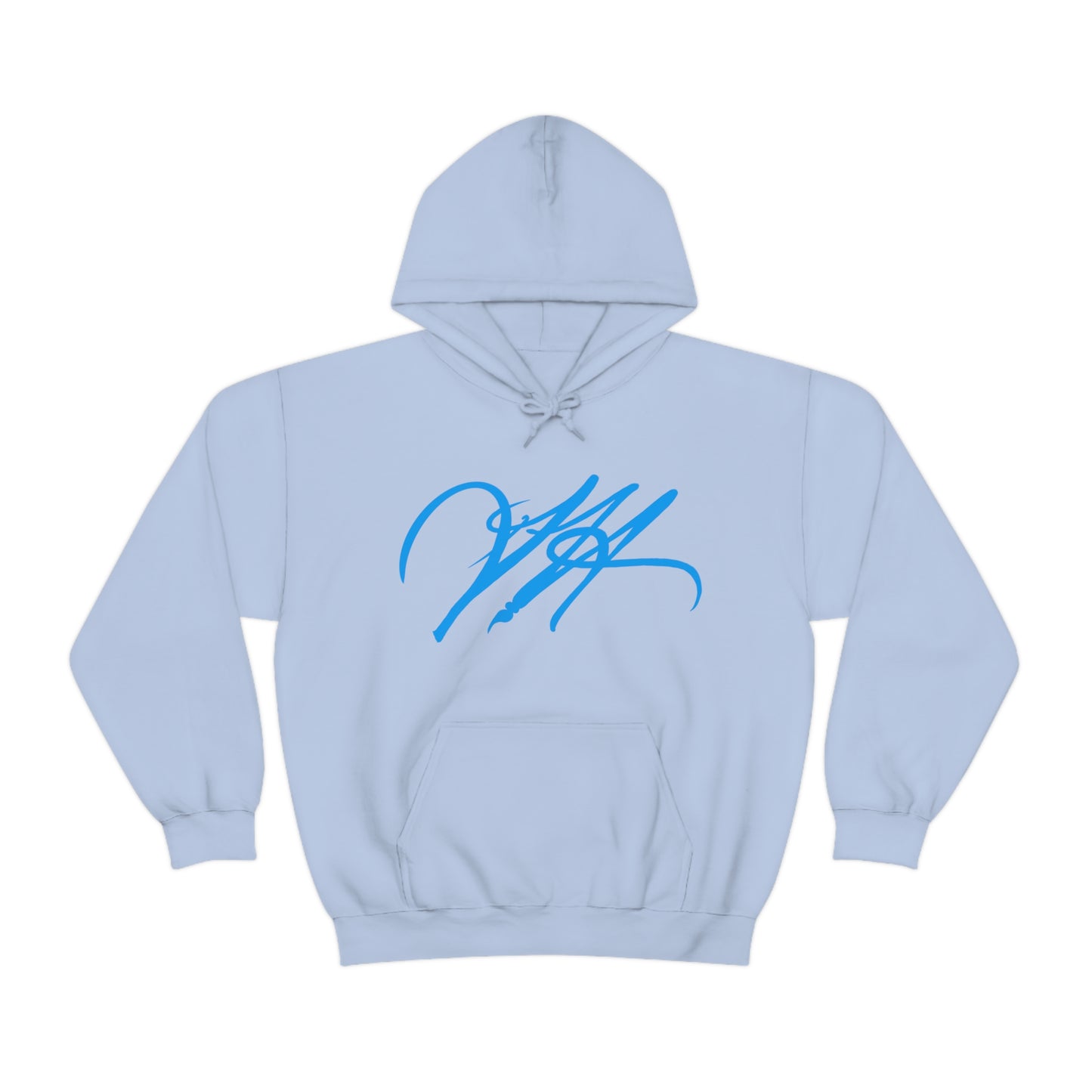 “Script Logo - Electric Blue”- Unisex Hooded Sweatshirt by artist David Hilborn