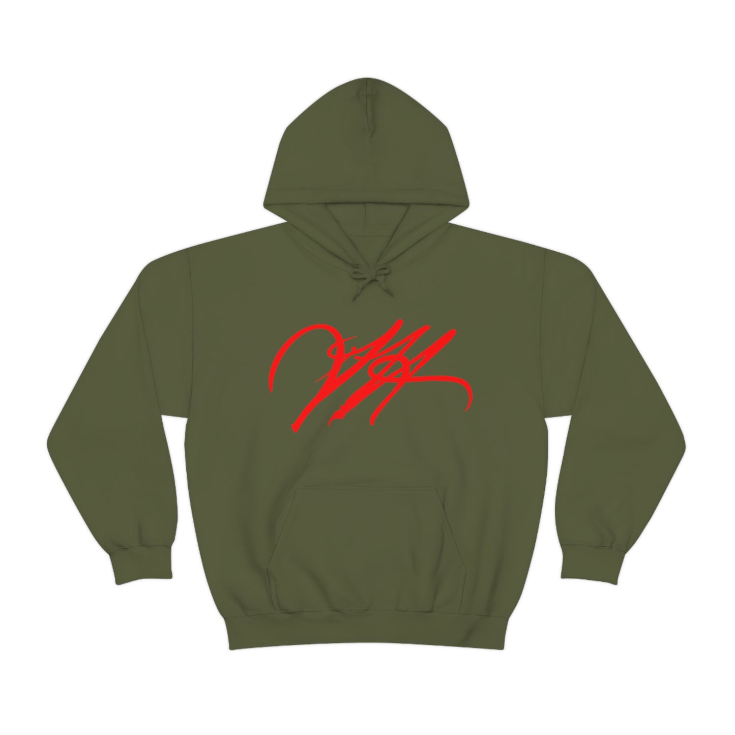 “Script Logo - Red” - Unisex Hooded Sweatshirt by artist David Hilborn