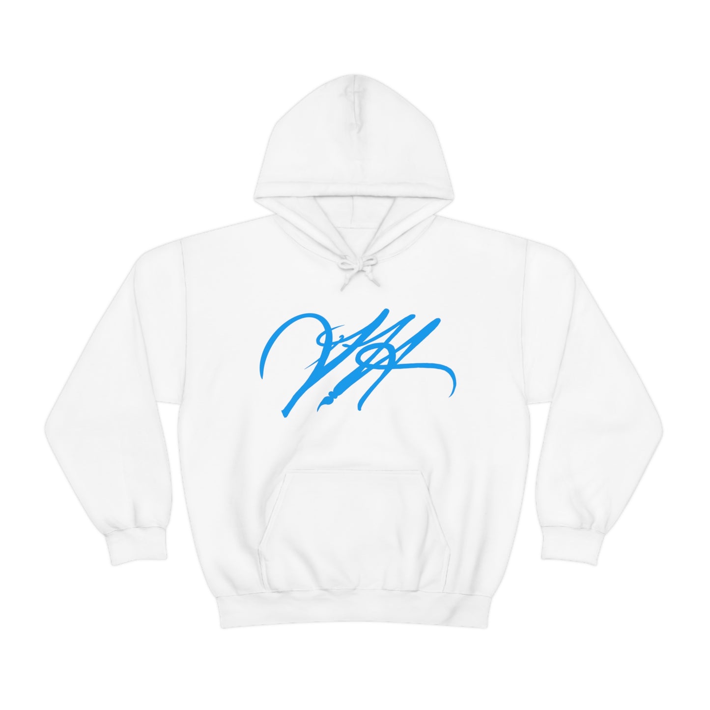 “Script Logo - Electric Blue”- Unisex Hooded Sweatshirt by artist David Hilborn