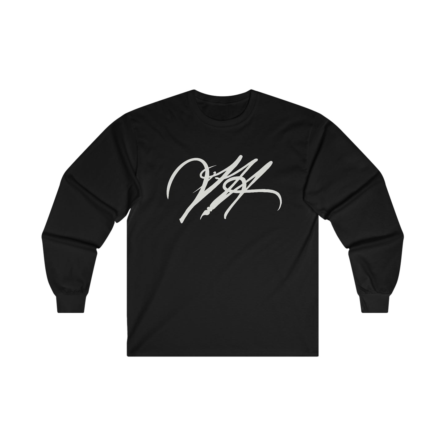 “Script Logo - White”-  Unisex Long Sleeve Graphic Shirt by Artist David Hilborn