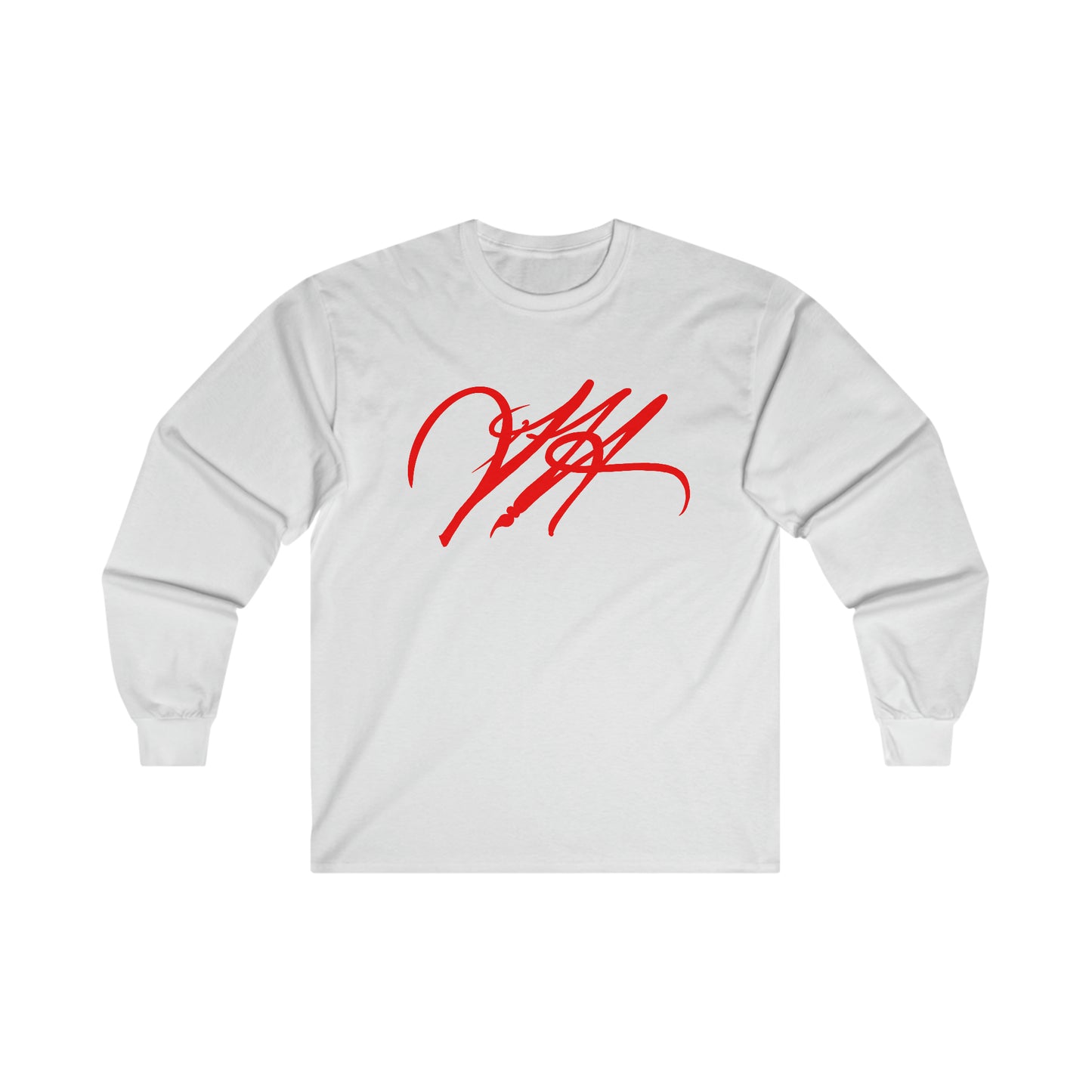 “Script Logo- Red”-  Unisex Long Sleeve Graphic Shirt by Artist David Hilborn