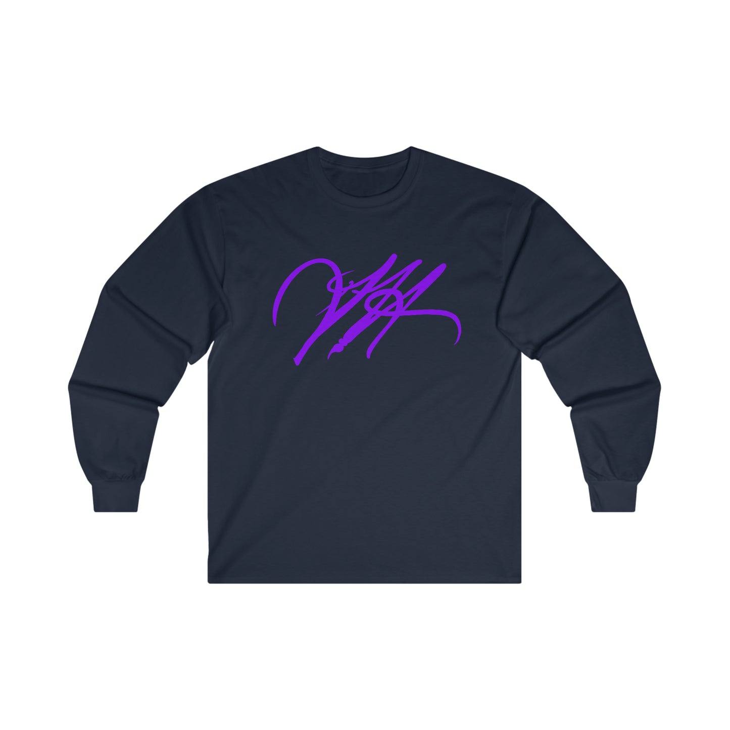 “Script Logo - Purple”-  Unisex Long Sleeve Graphic Shirt by Artist David Hilborn