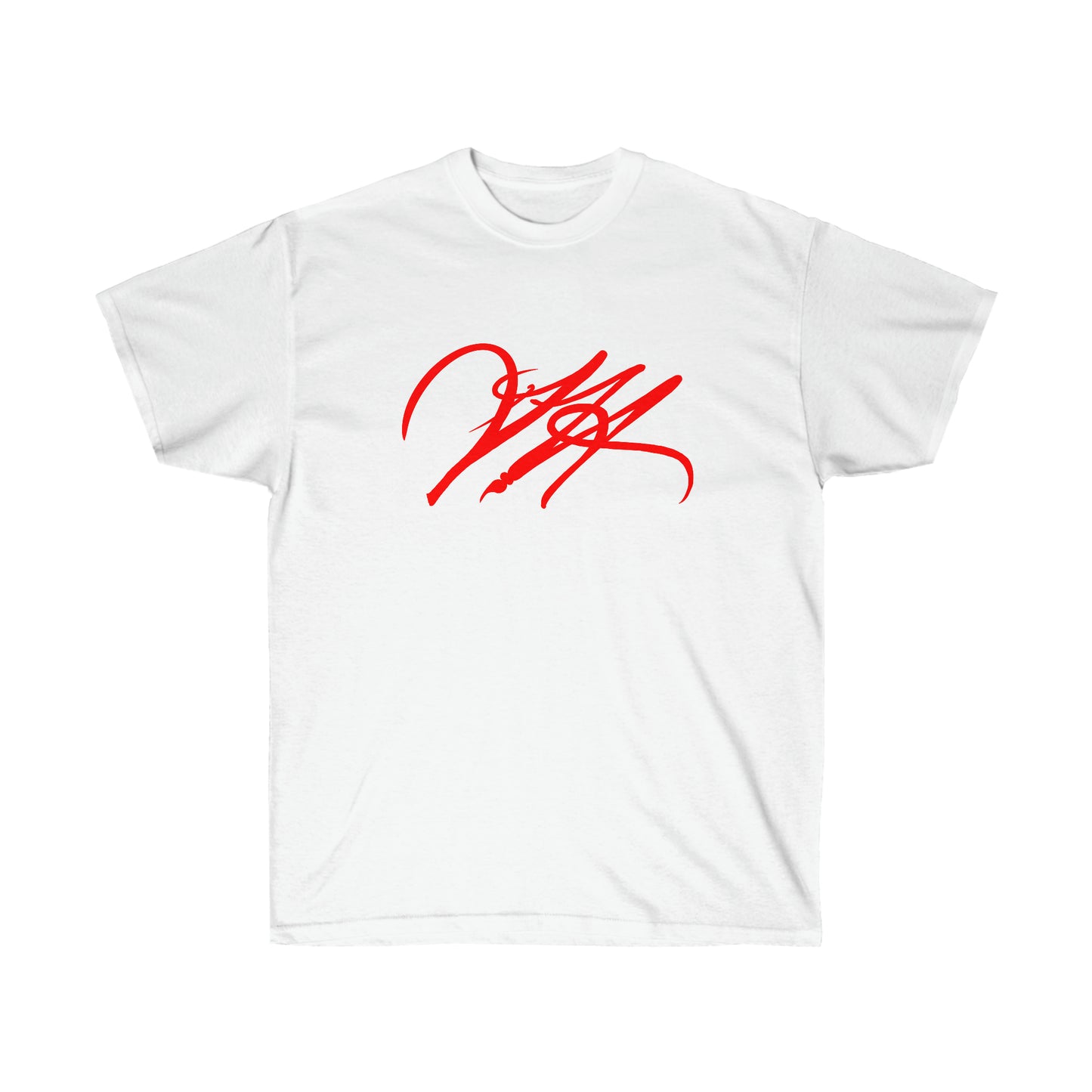 “Script Logo - Red” - Unisex Ultra Cotton Tee by Artist David Hilborn