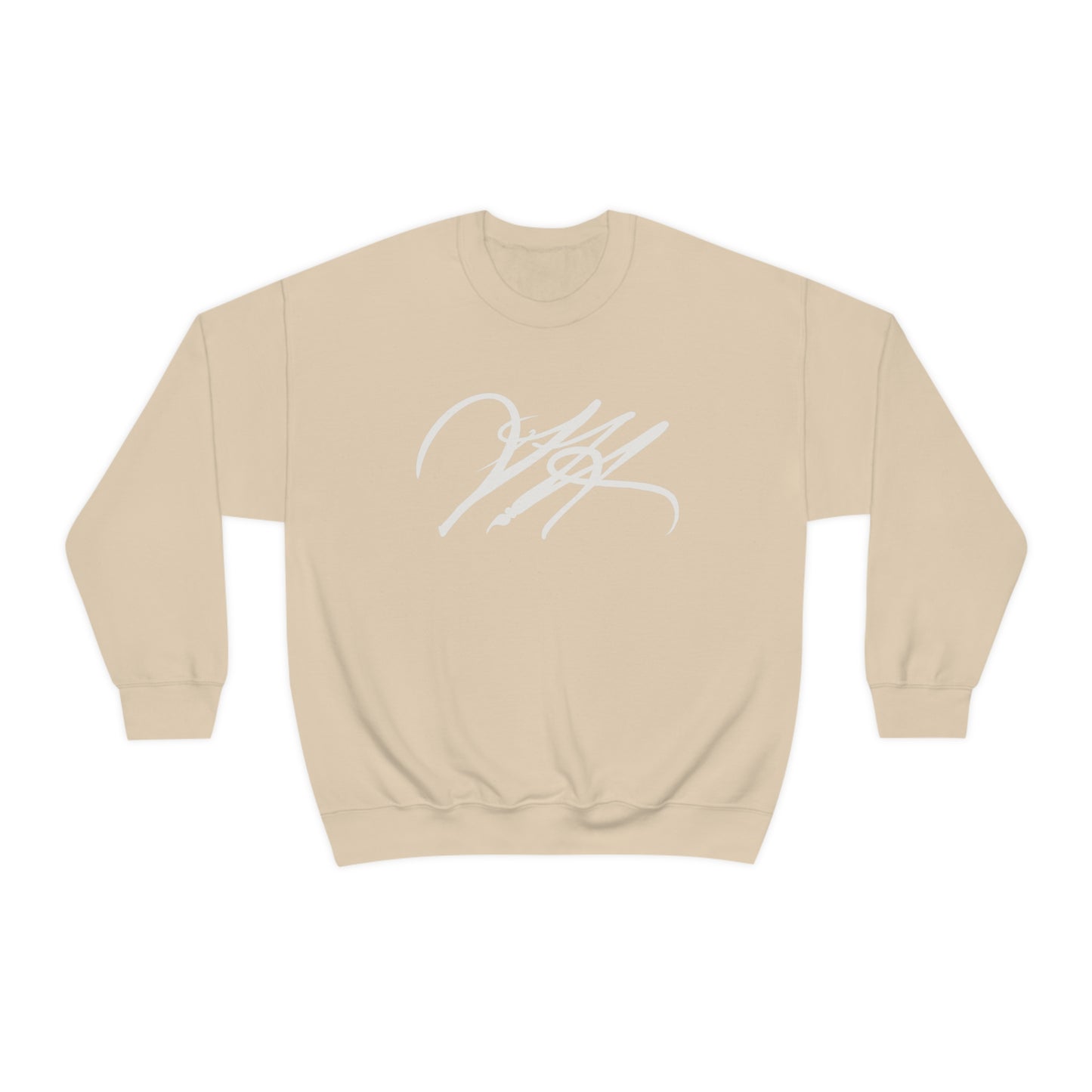 “Script Logo - White” - Graphic Crewneck Sweatshirt by Artist David Hilborn