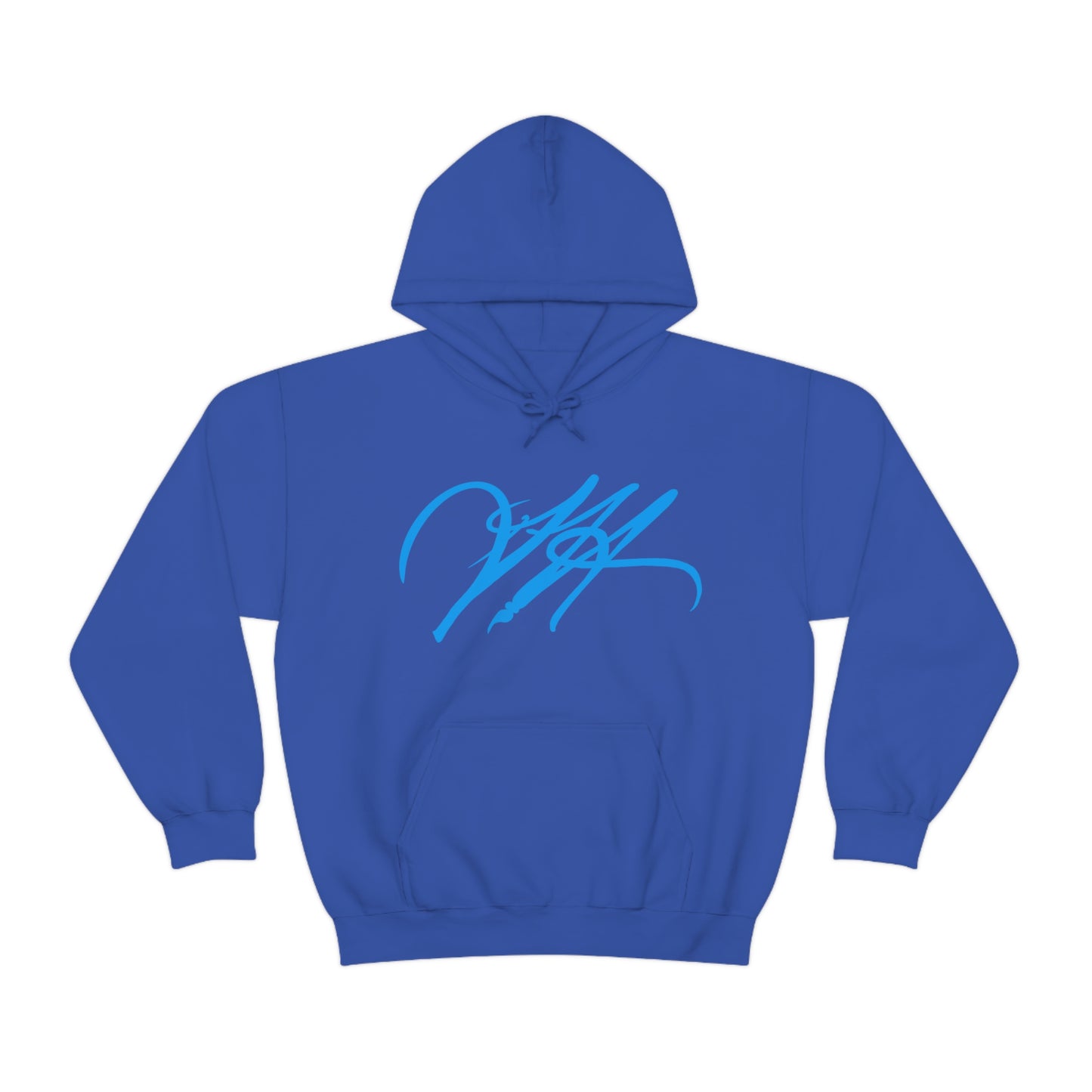 “Script Logo - Electric Blue”- Unisex Hooded Sweatshirt by artist David Hilborn