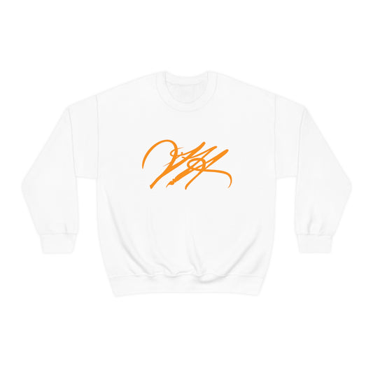 “Script Logo - Orange” - Graphic Crewneck Sweatshirt by Artist David Hilborn