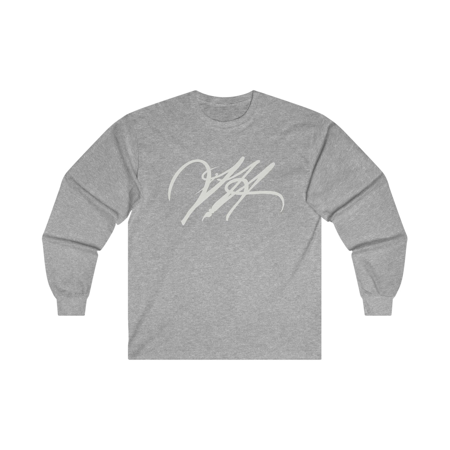 “Script Logo - White”-  Unisex Long Sleeve Graphic Shirt by Artist David Hilborn