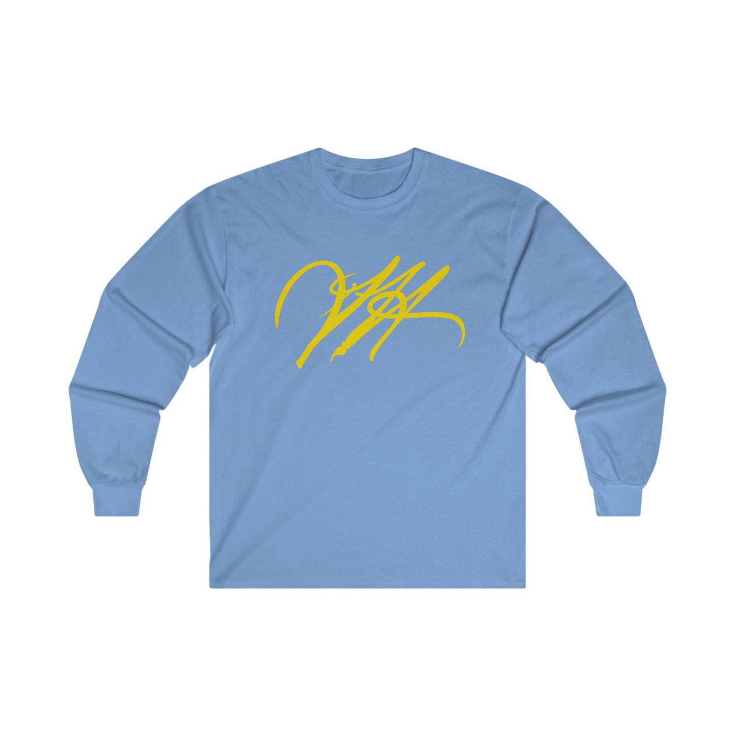 “Script Logo - Yellow”-  Unisex Long Sleeve Graphic Shirt by Artist David Hilborn